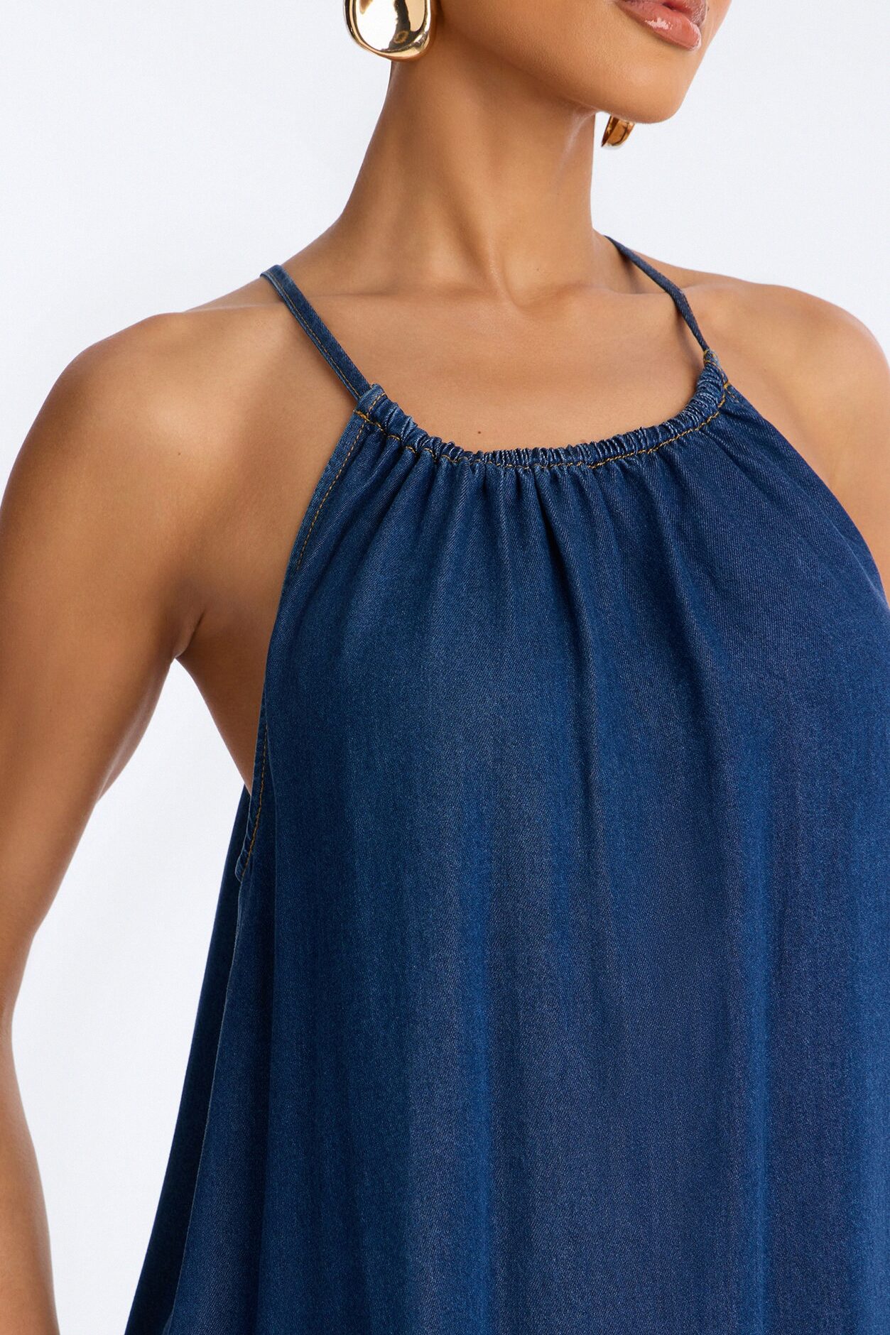 Daytime Chic Denim Maxi Dress - Dark Wash