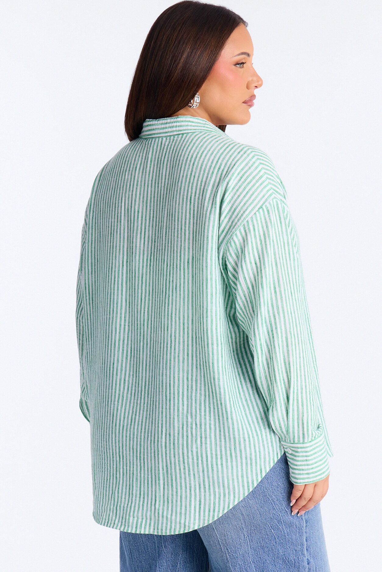 Fresh Cuteness Striped Linen Shirt - Green/combo