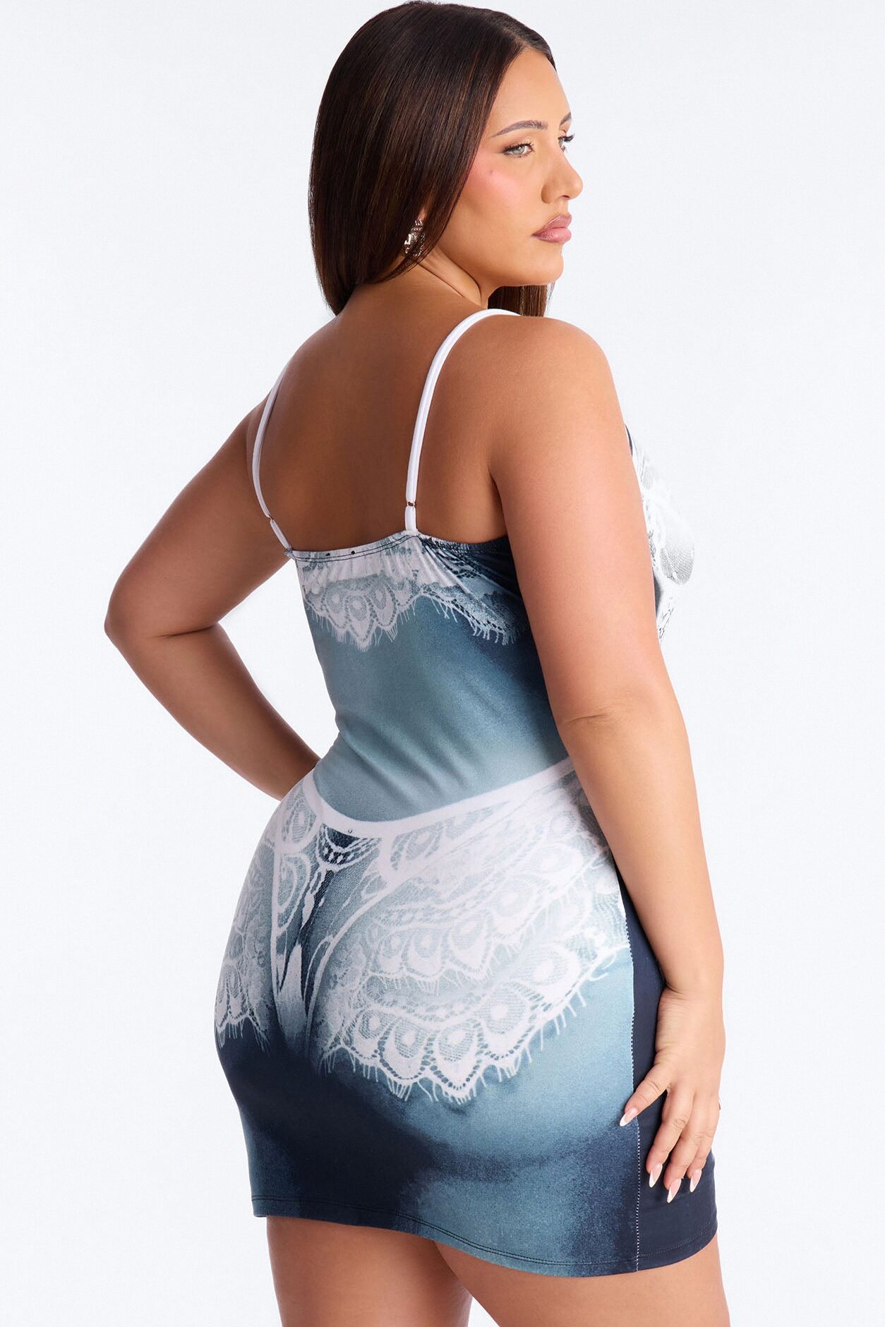 Body Tea Graphic Micro Mini Dress - Grey/combo