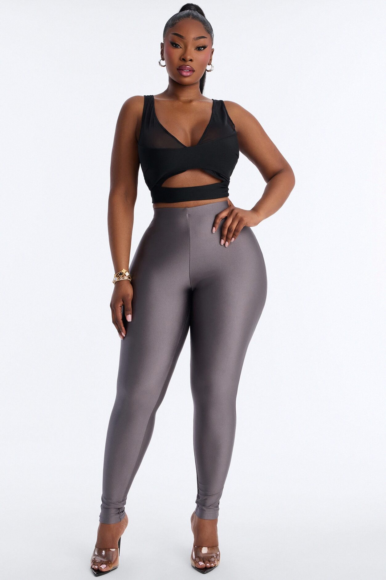Tricot Low Rise Clean Waistband Legging - Charcoal