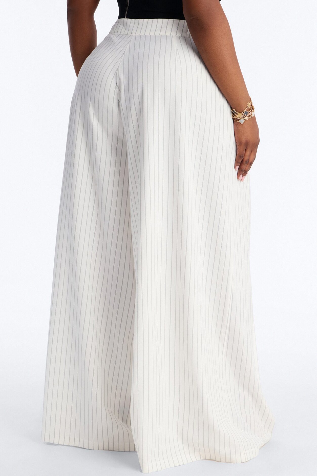 Catch A Break Pinstripe Wide Leg Pant 33″ - White/Black