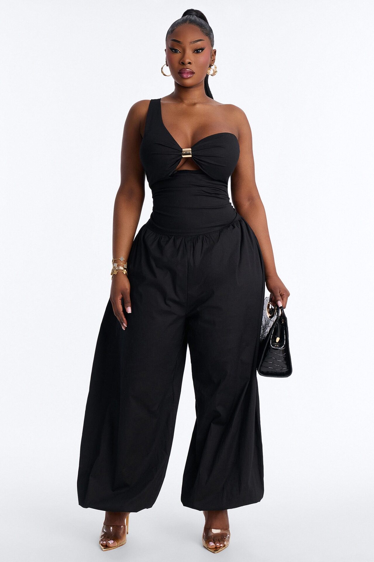 Priya Balloon Leg Jumpsuit - Black