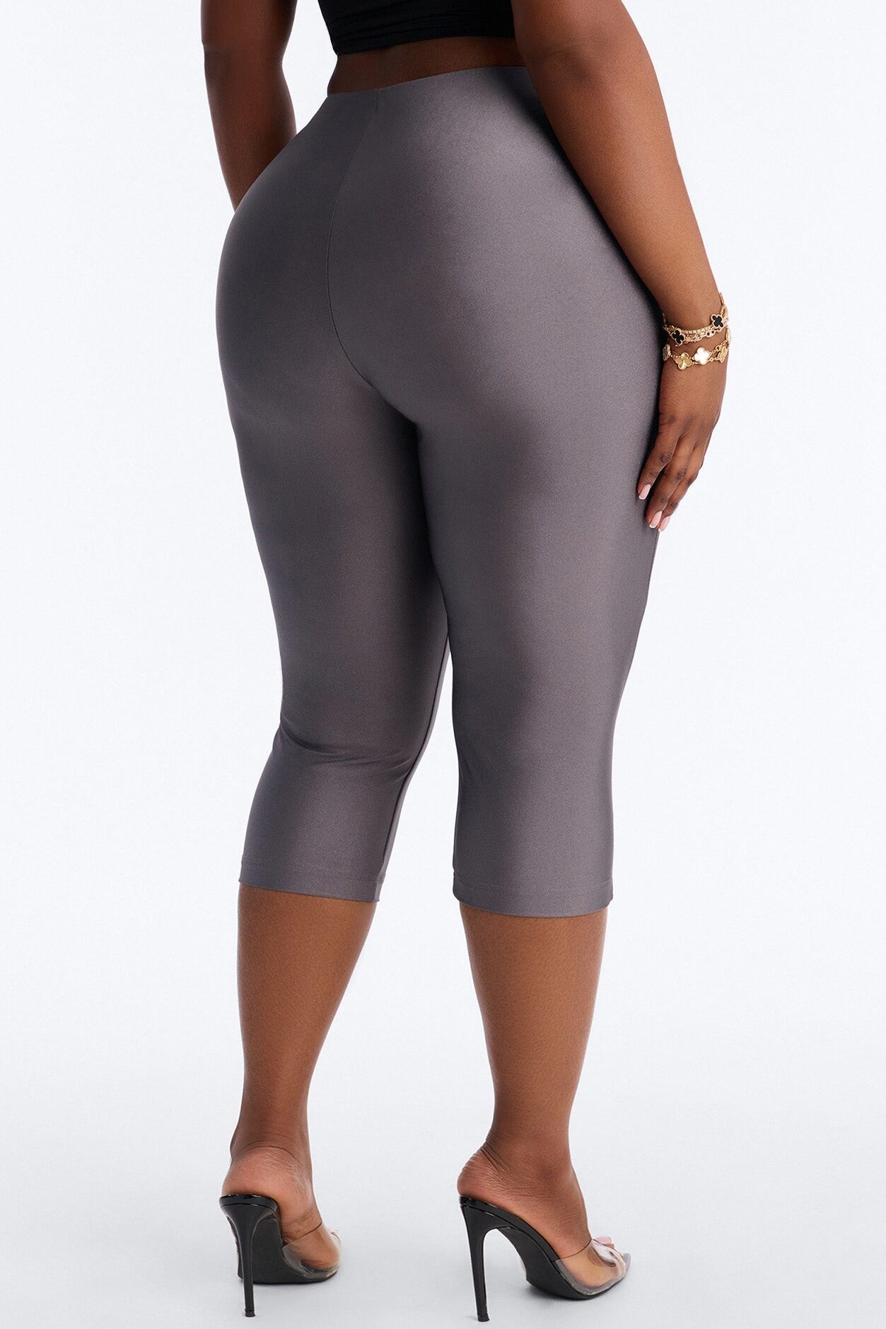 Tricot Low Rise Clean Waistband Capri Legging - Charcoal