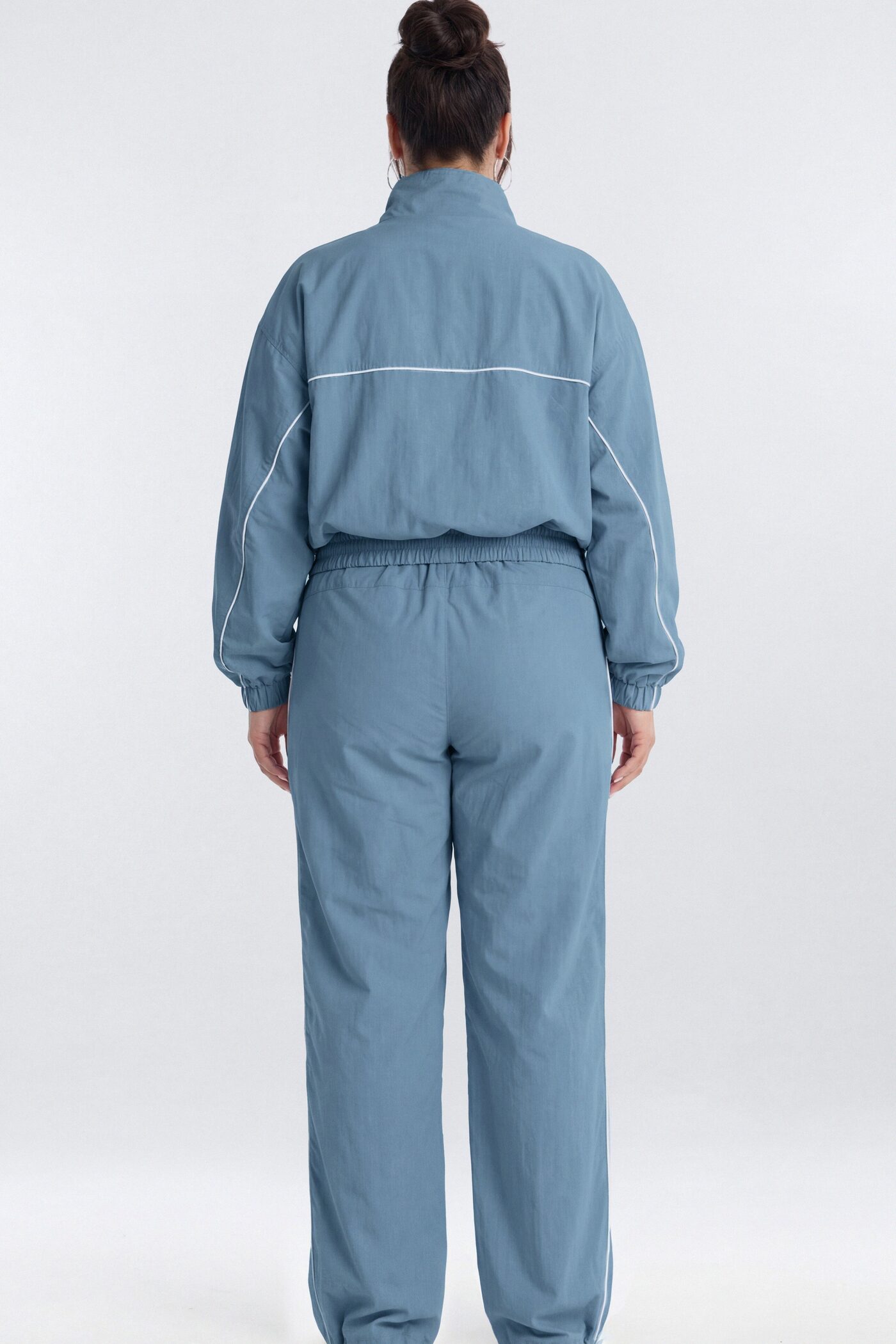 CoreNylon Mock Neck Full Zip Track Jacket - Soft Indigo