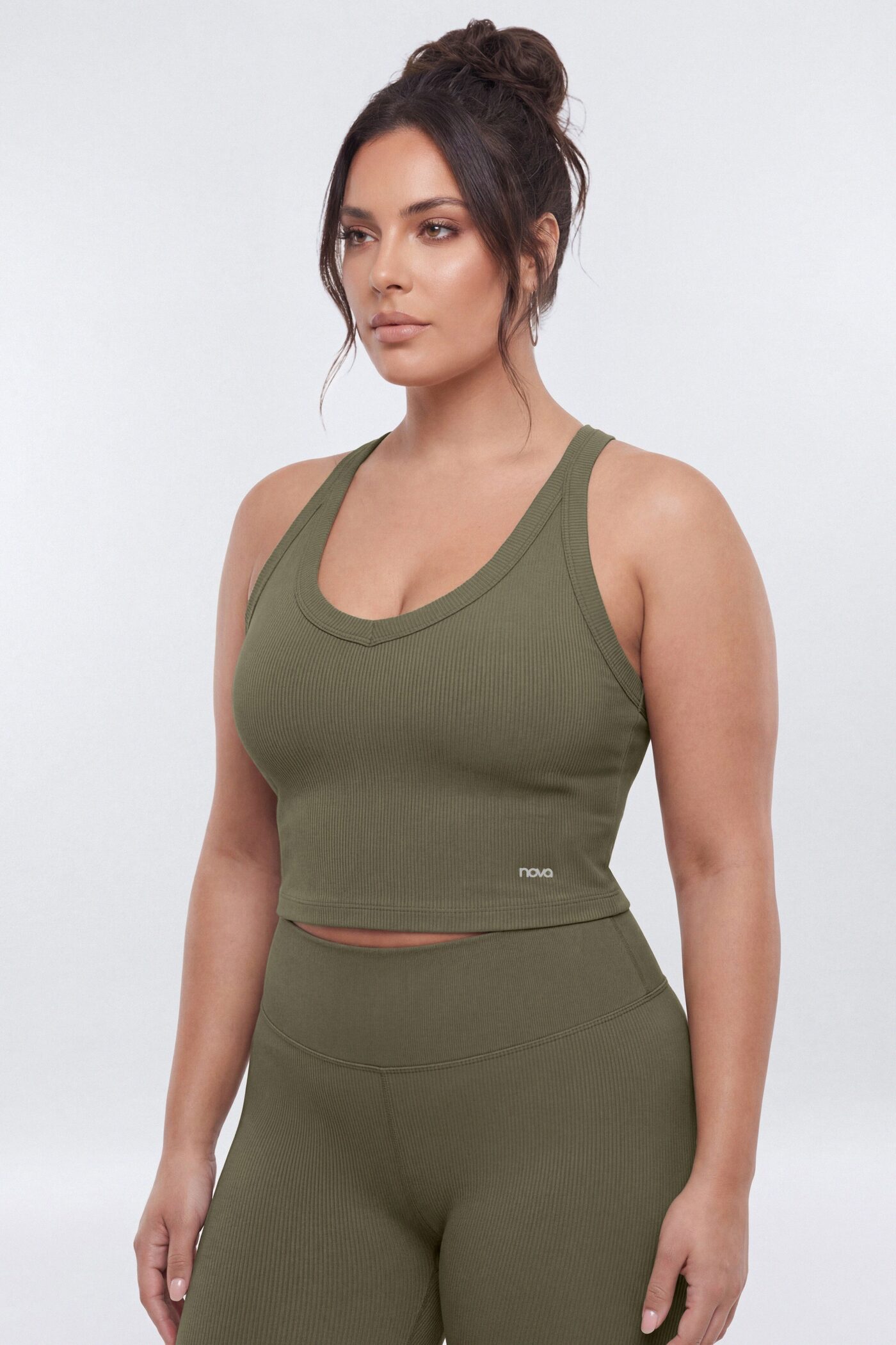 SeamlessLift™ V-Neck Racerback Active Tank - Moss