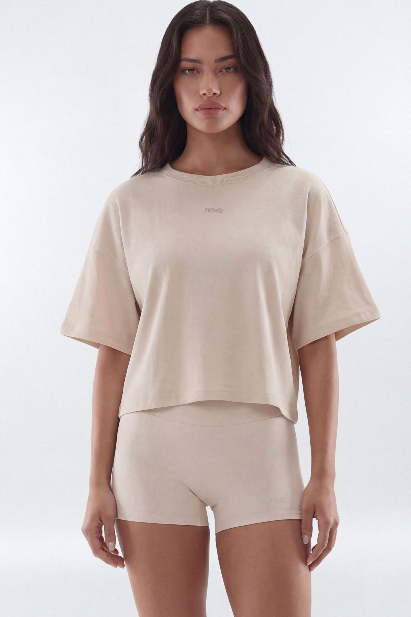 Cotton Jersey Boxy Short Sleeve Top - Oat Milk