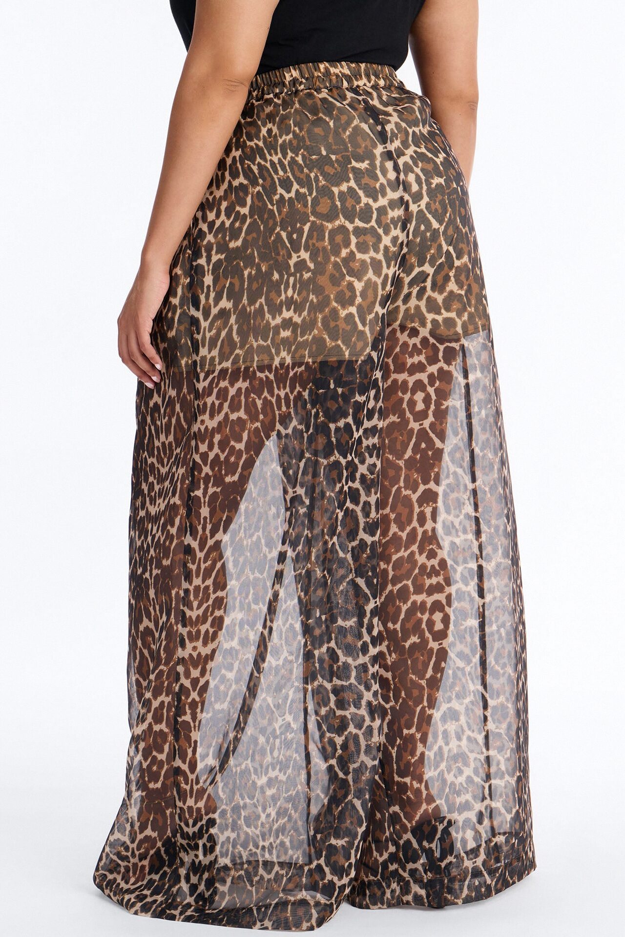 Hollie Wide Leg Leopard Organza Pant - Leopard