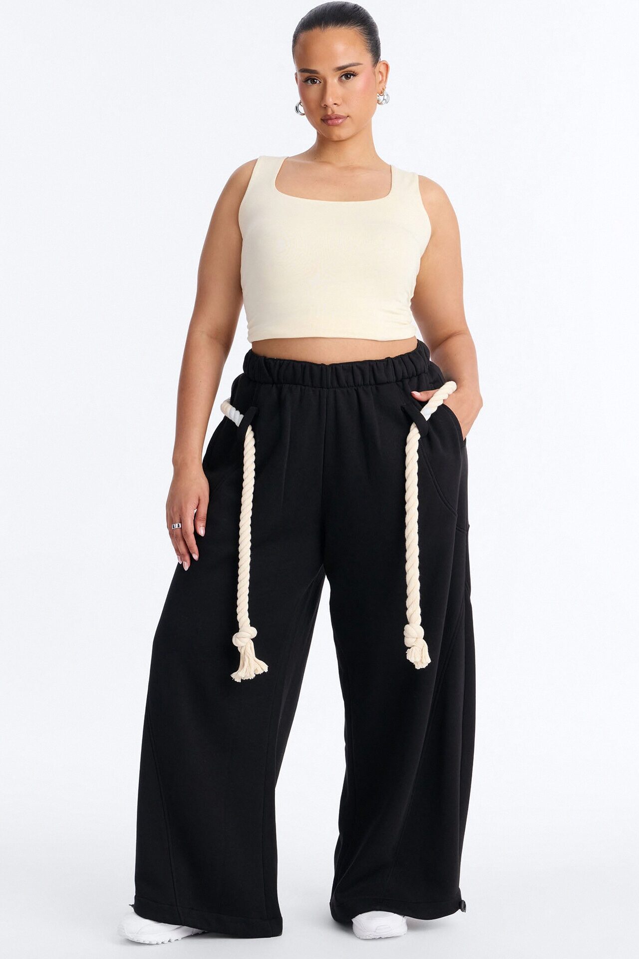 Rope Me In Baggy Barrel Sweatpants - Black