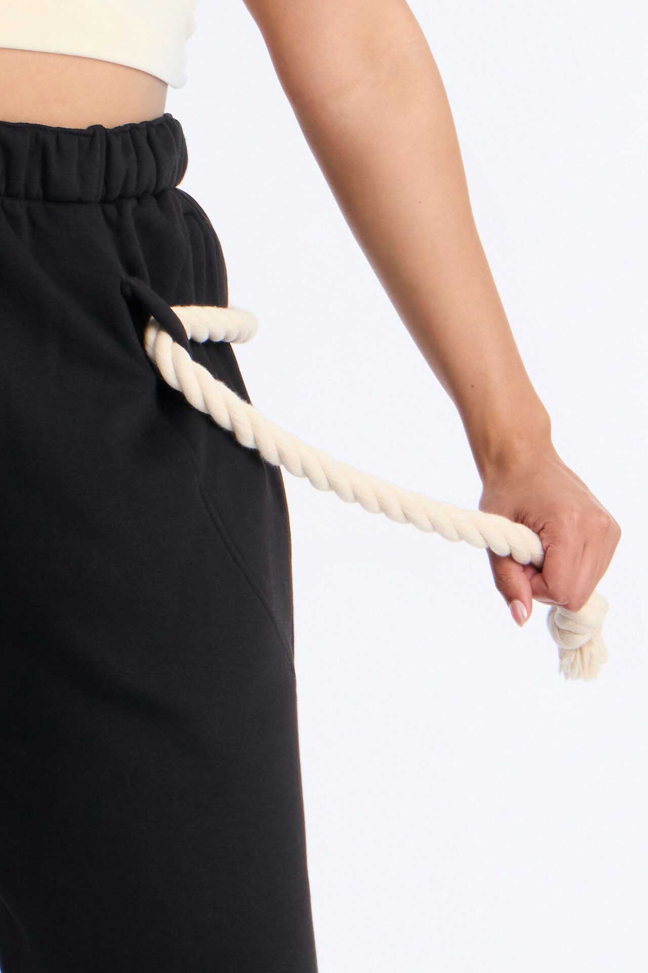 Rope Me In Baggy Barrel Sweatpants - Black