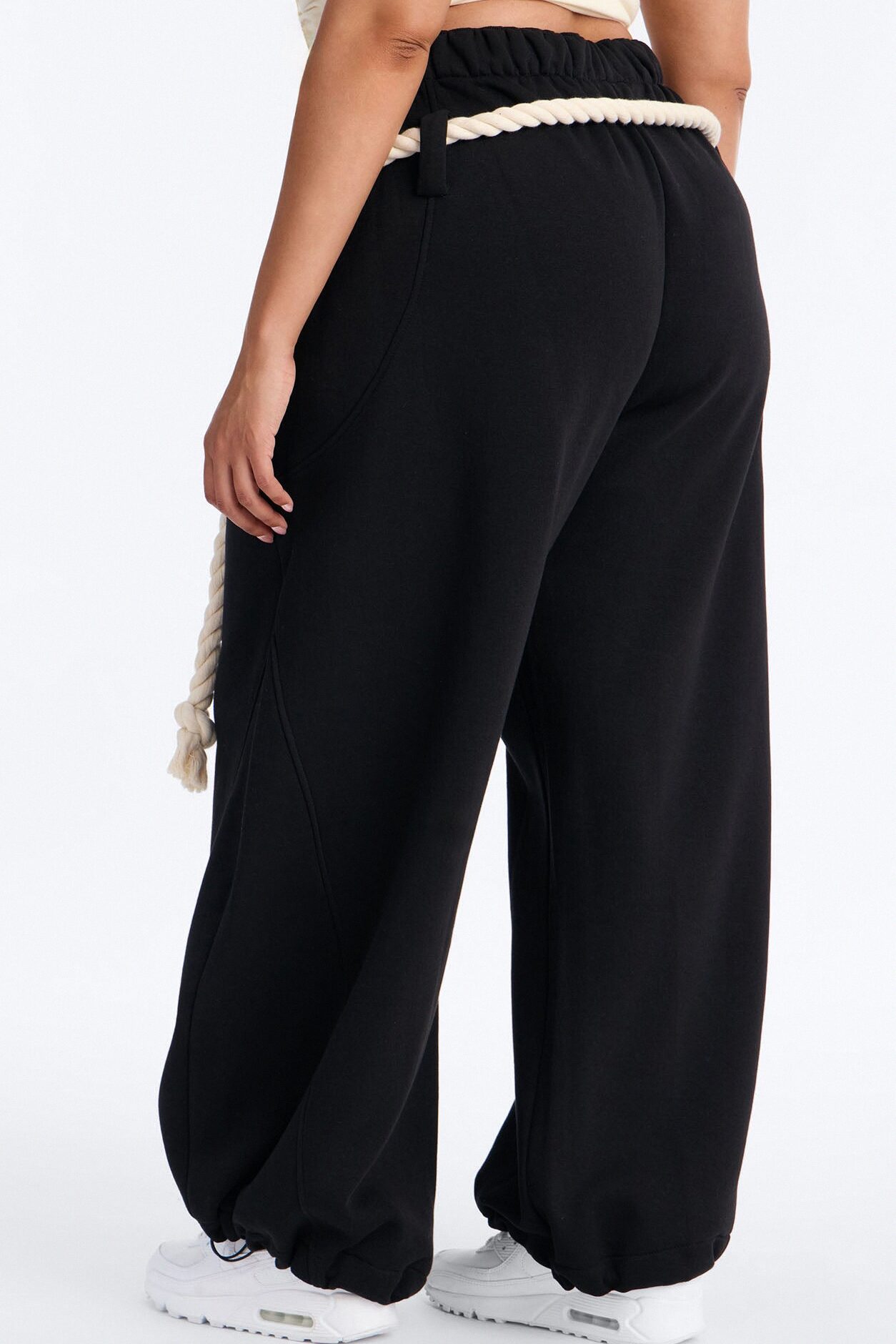 Rope Me In Baggy Barrel Sweatpants - Black
