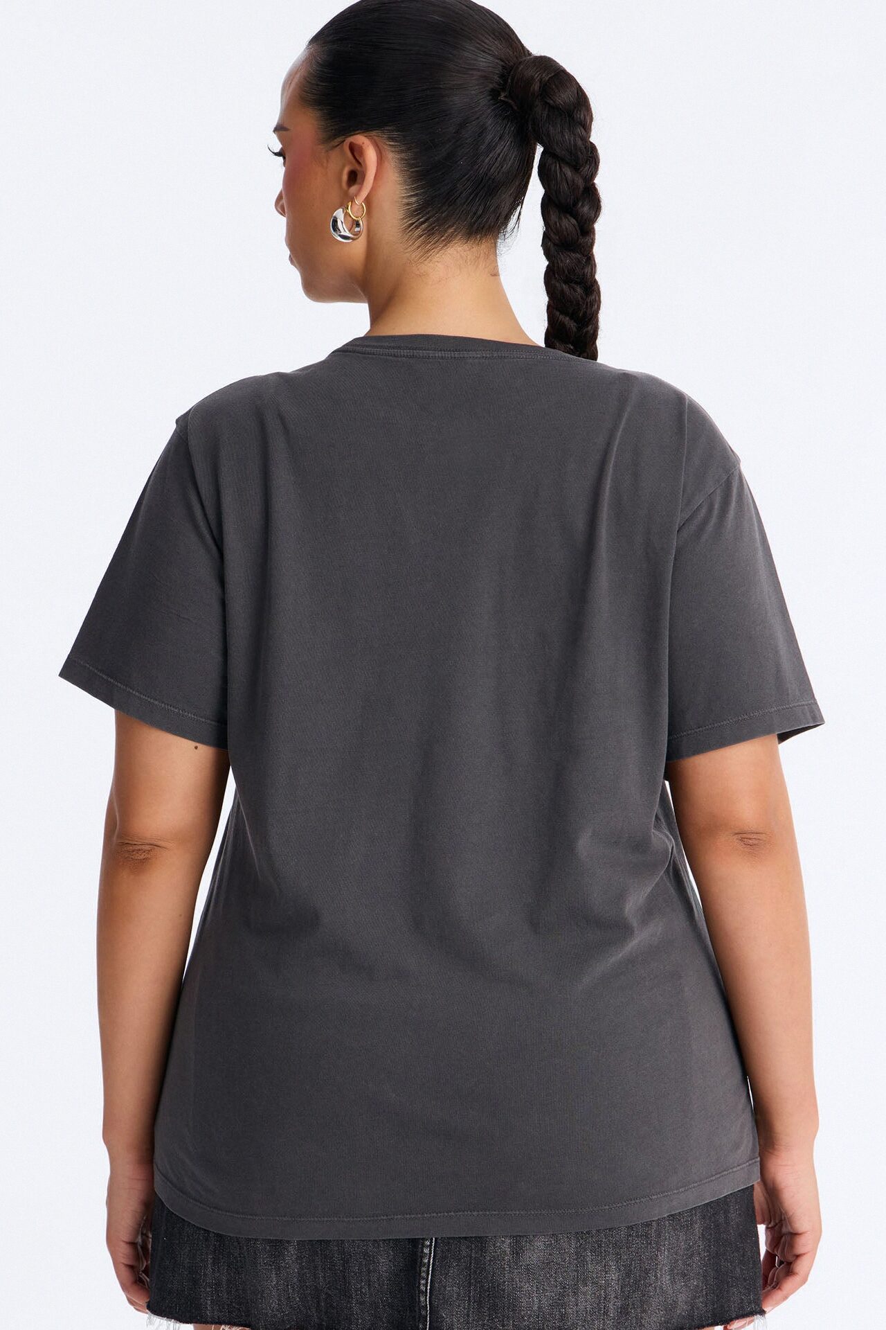ACDC Jeweled Neck Washed Tee - Black Wash