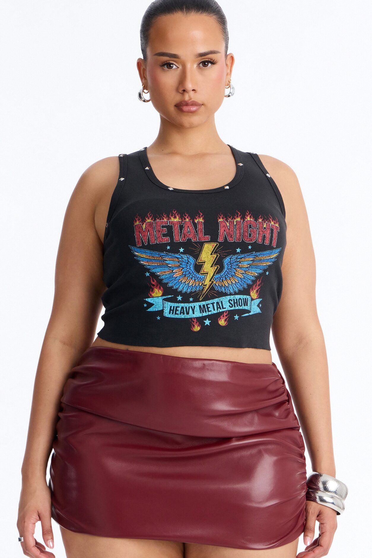 Metal Night Studded Tank Top - Black