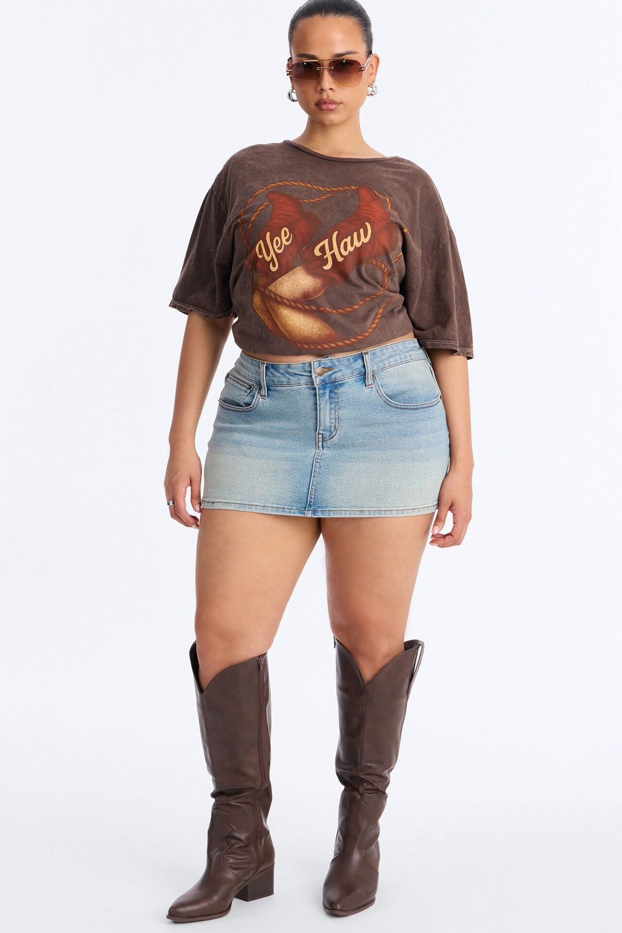 Yee Haw Washed Tee - Dark Brown