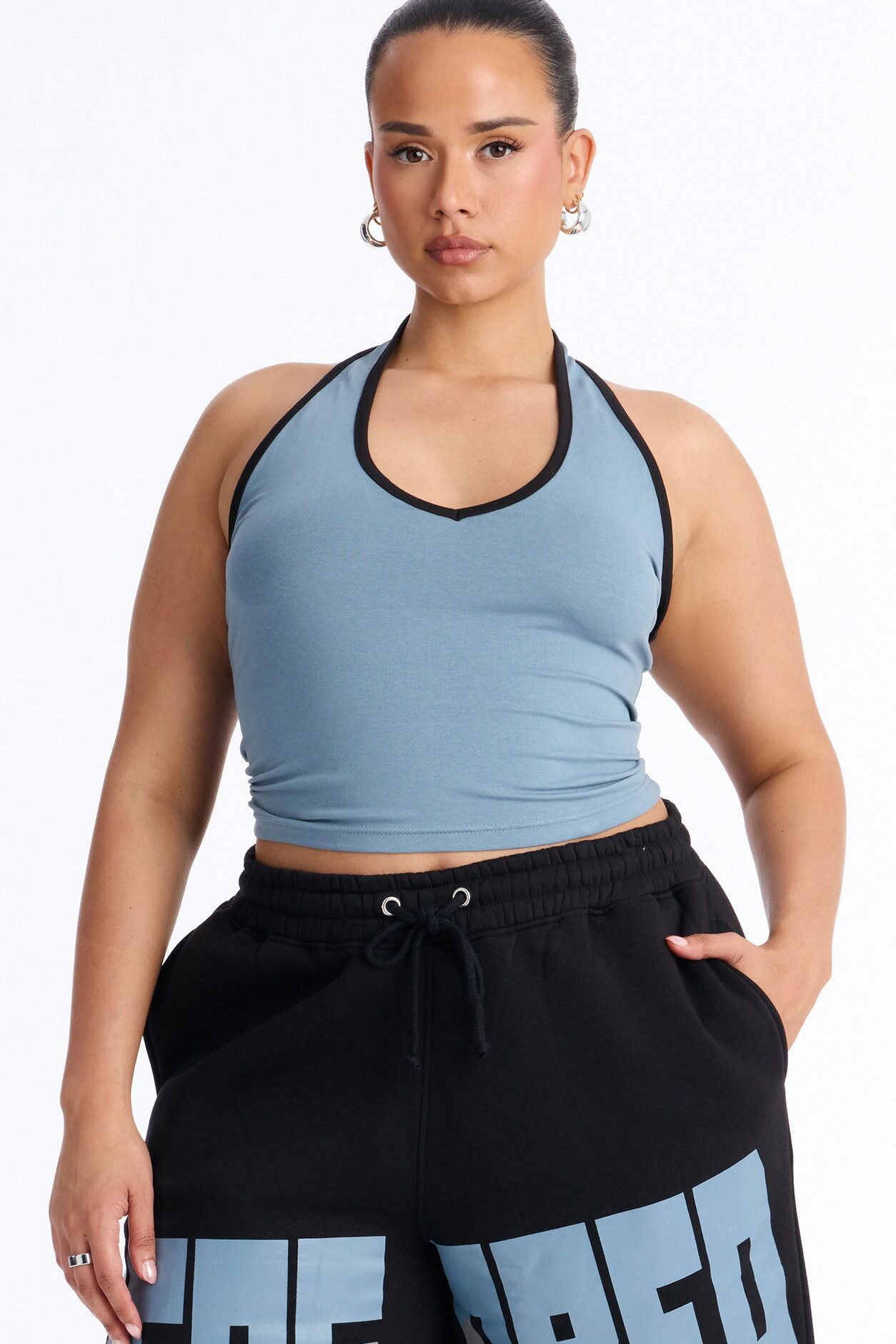 Censored Behavior Halter Fleece Short Set - Black/combo