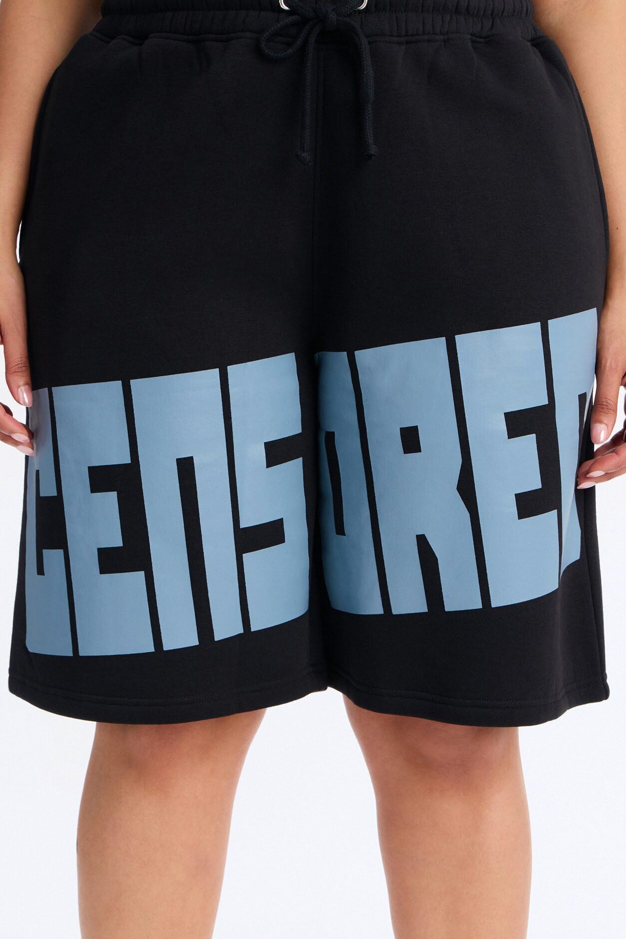 Censored Behavior Halter Fleece Short Set - Black/combo