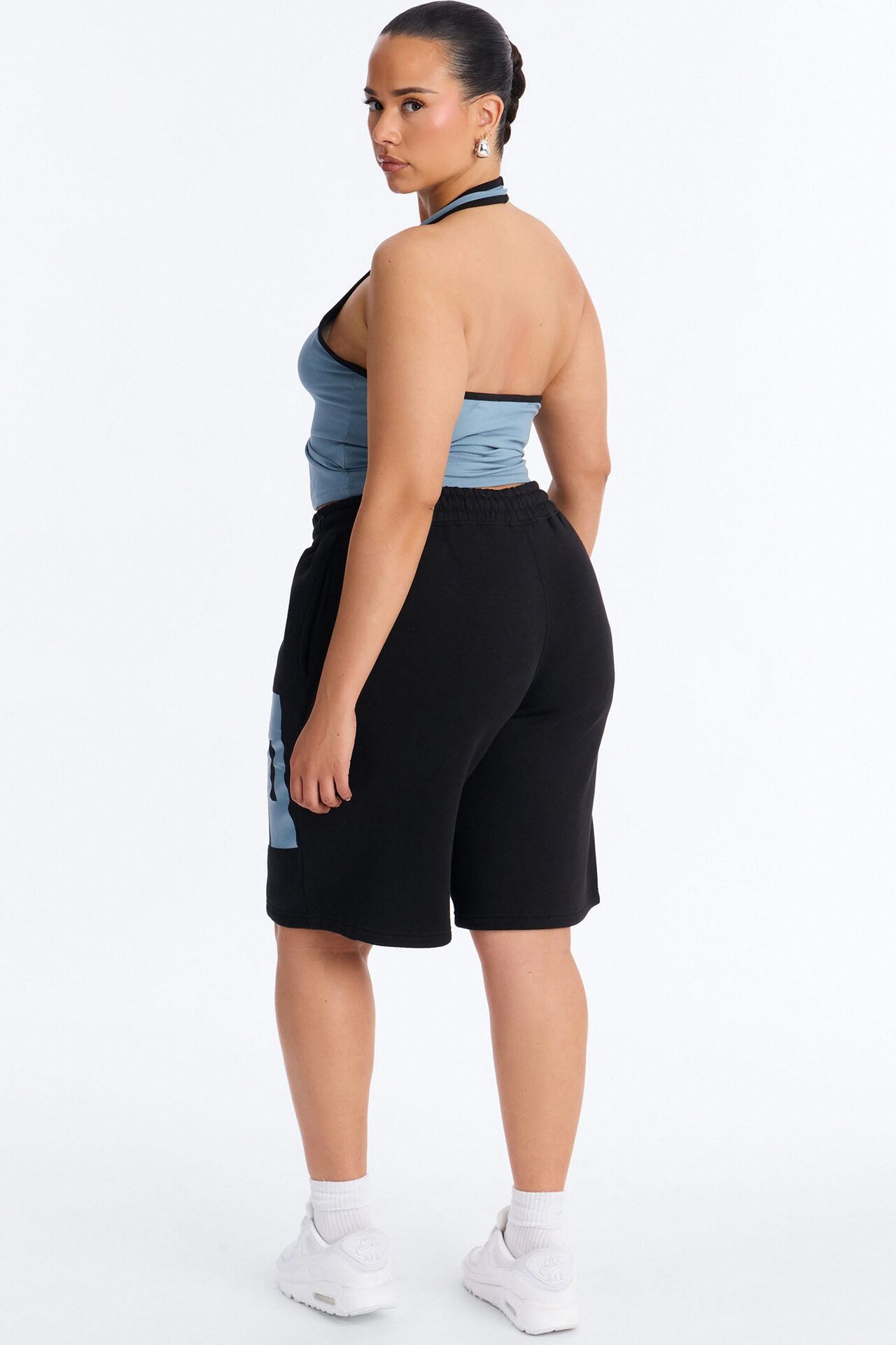 Censored Behavior Halter Fleece Short Set - Black/combo
