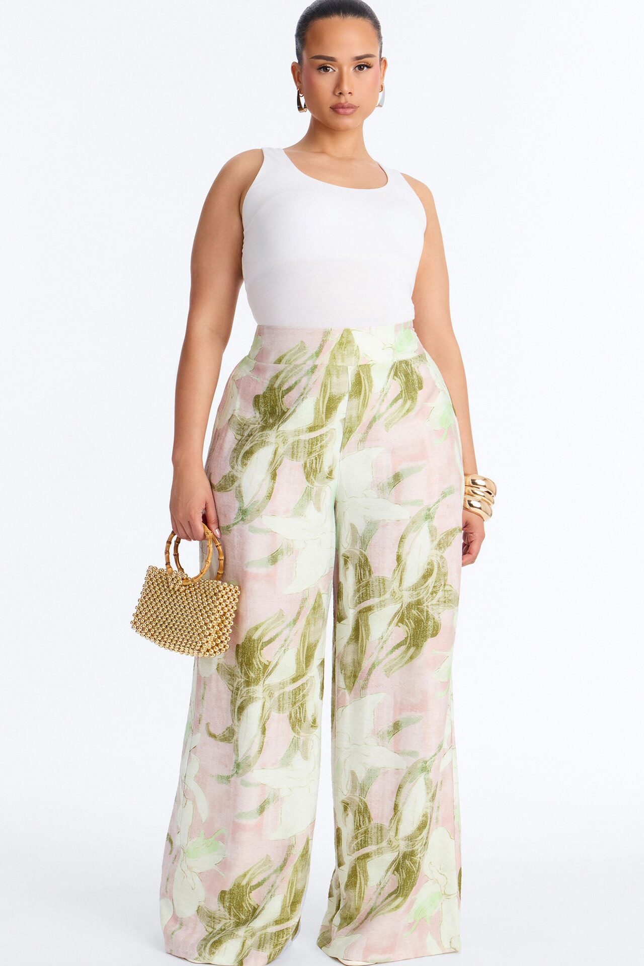 Fiona Floral Wide Leg Pant - Pink/combo