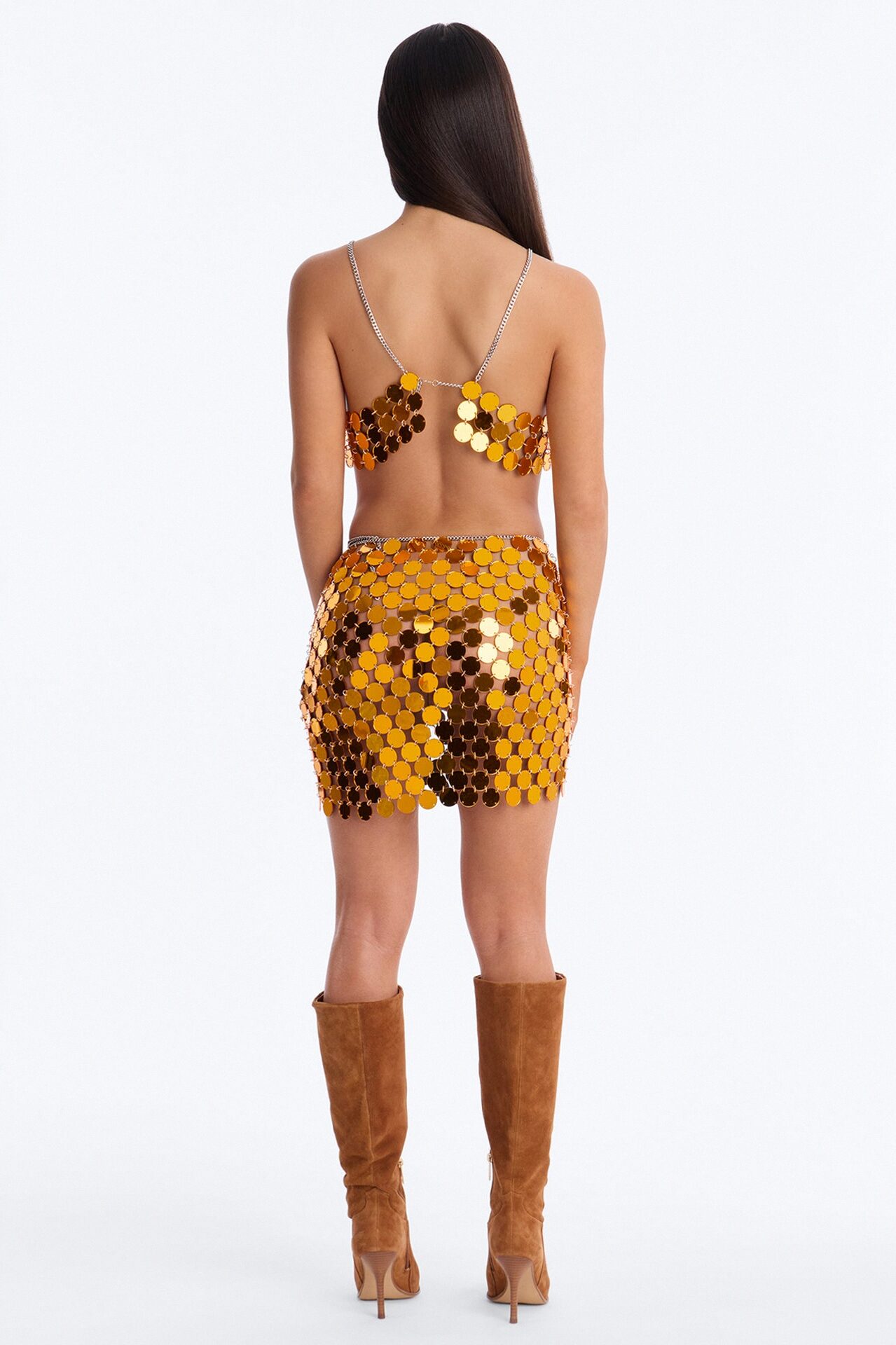Luna Chainmail Skirt Set - Orange