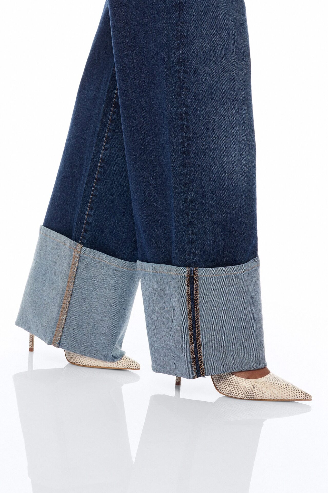 Maeve Cuffed Wide Leg Jeans - Dark Wash