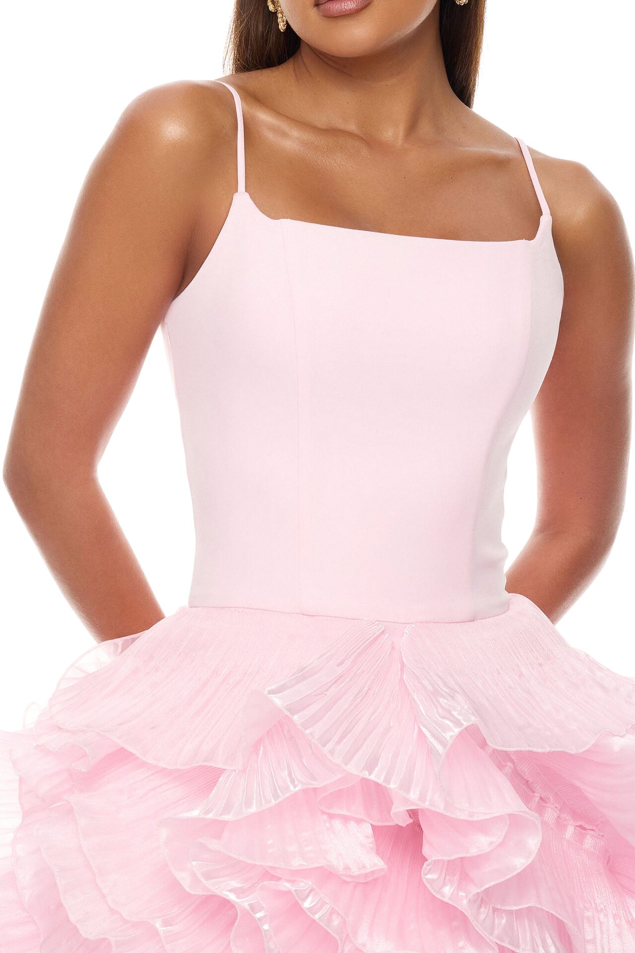 So Popular High Low Ruffle Gown - Pink