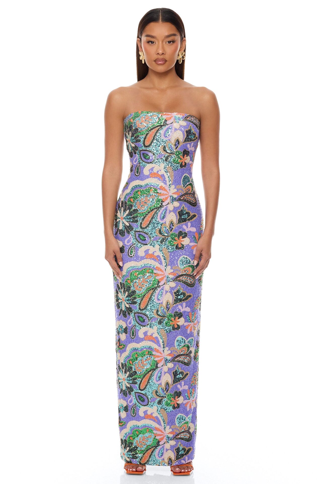 With The Groove Sequin Maxi Dress - Purple/combo