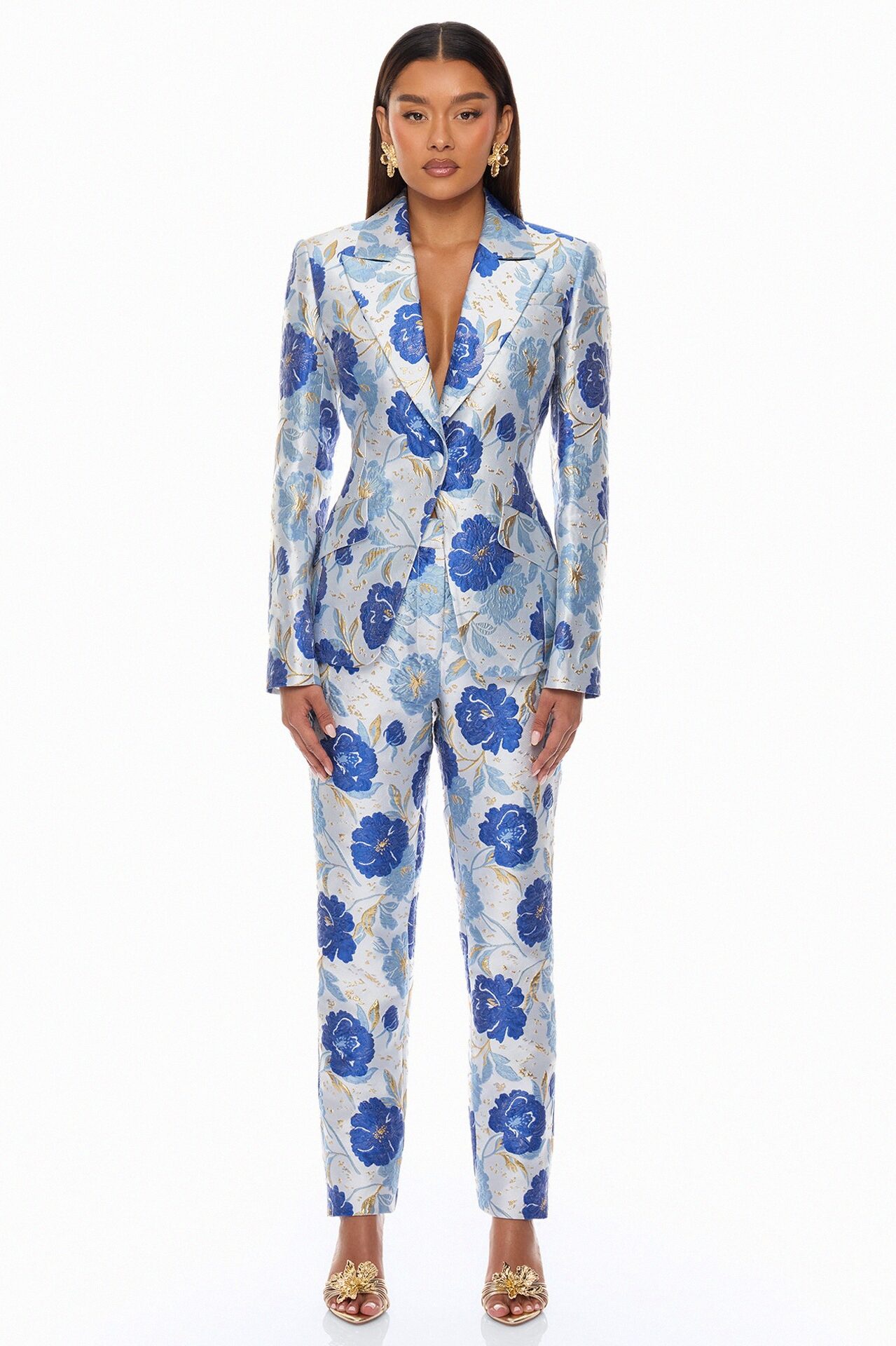 Florencia Jacquard Pant Set - Blue/combo