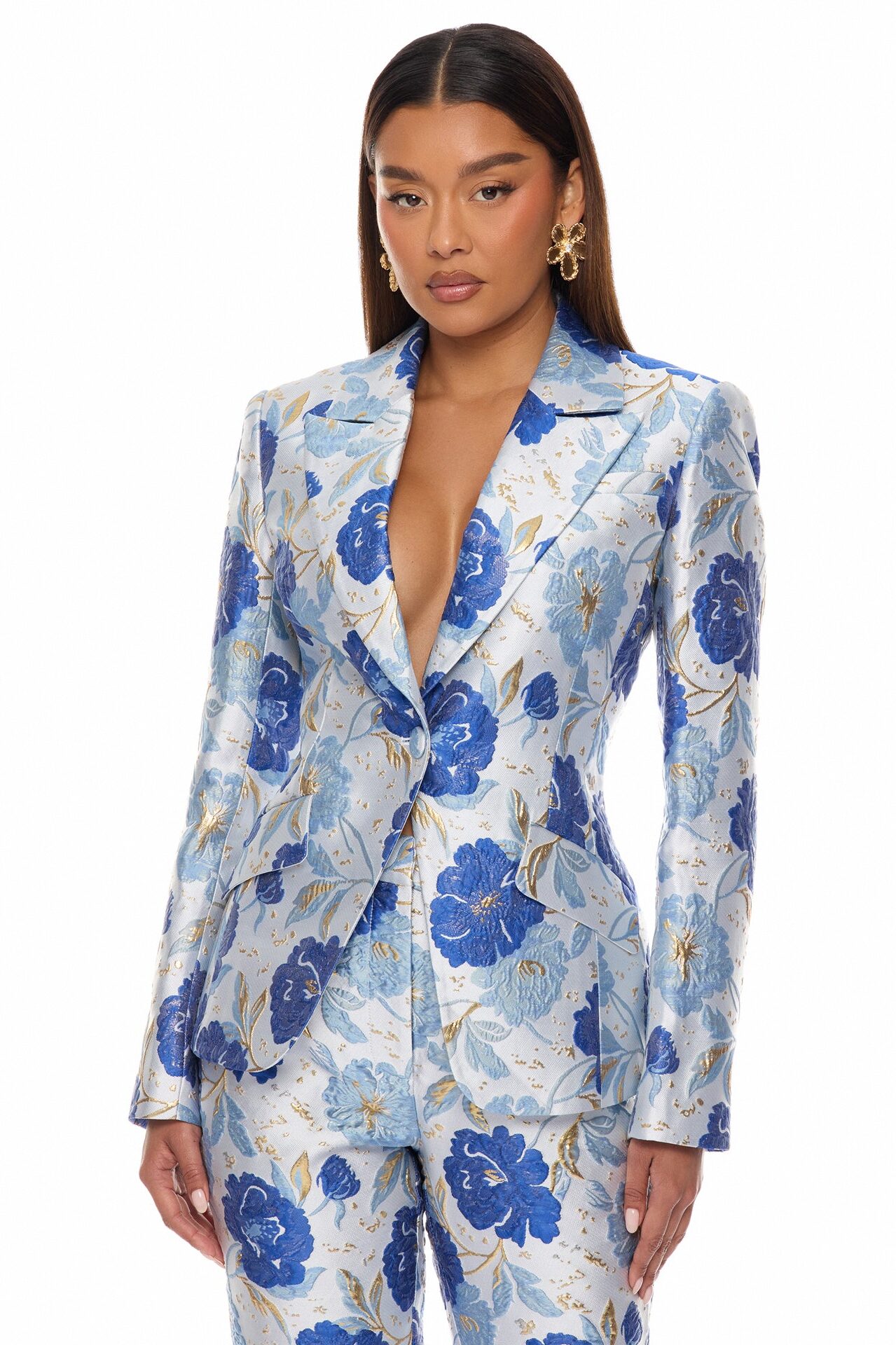 Florencia Jacquard Pant Set - Blue/combo