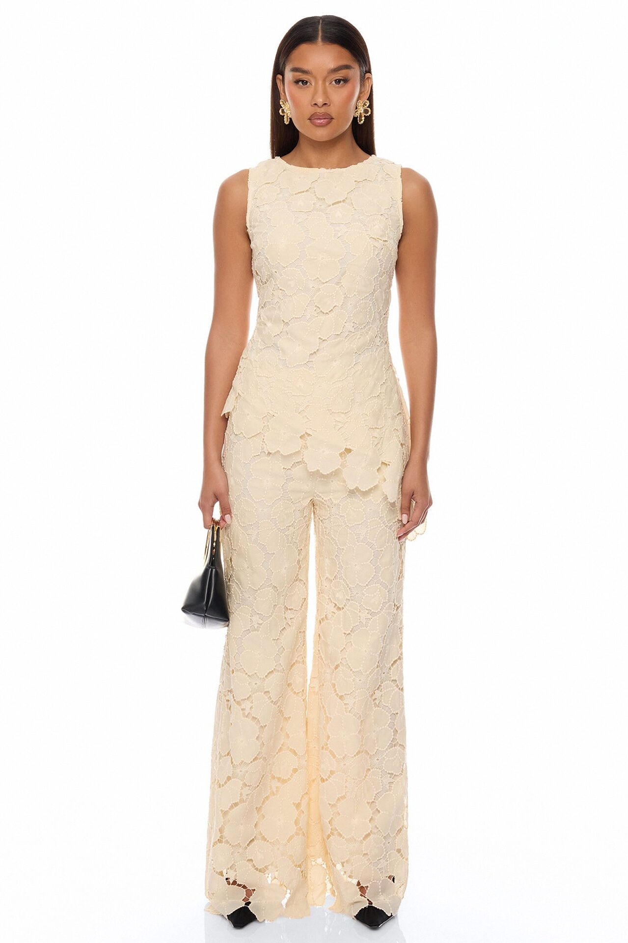 Winnie Embroidered Pant Set - Cream