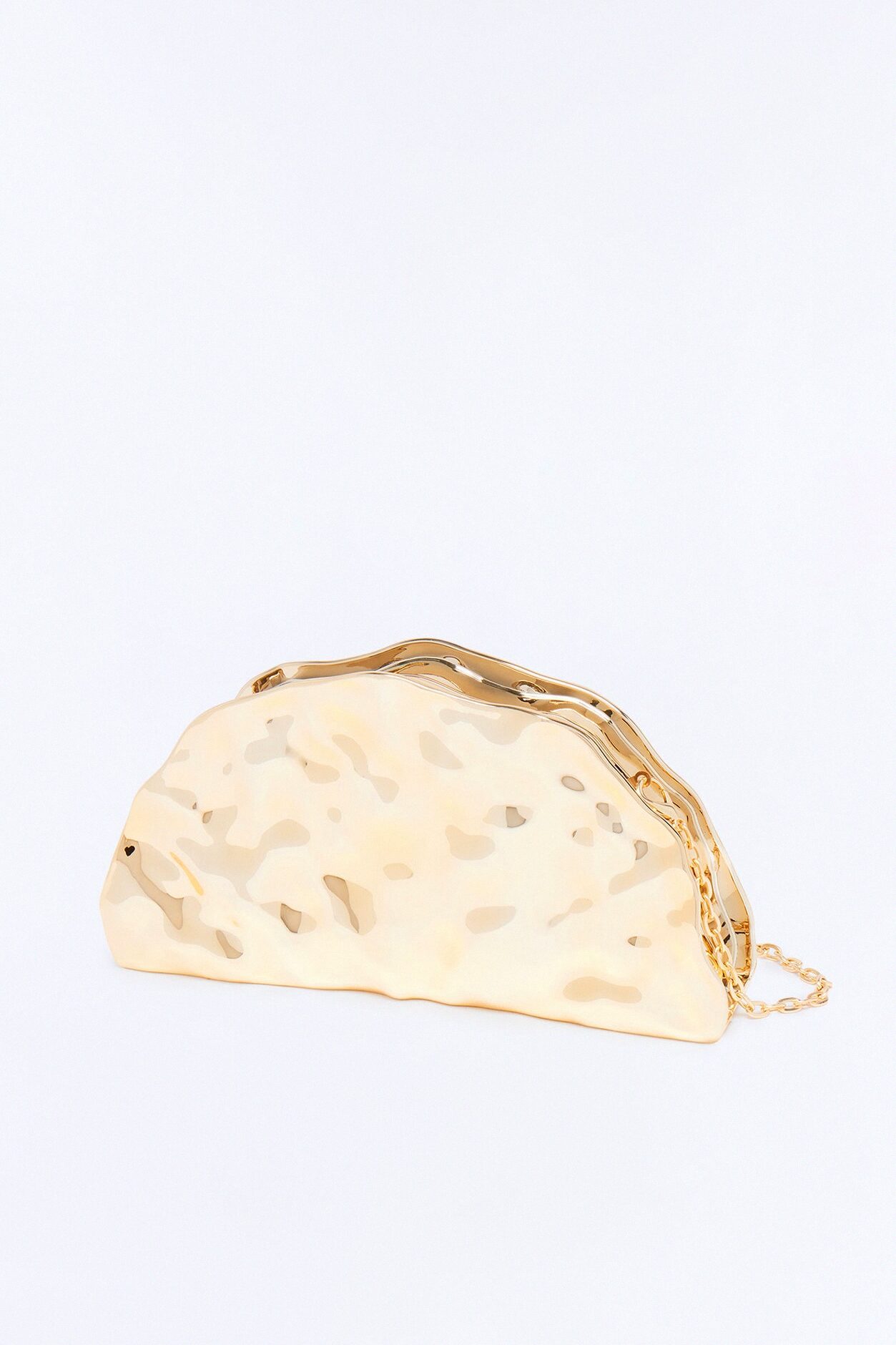 Solar Flare Textured Metal Clutch - Gold