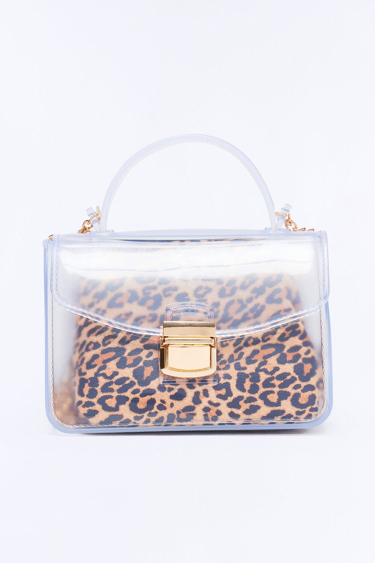 Keep Clear Jelly Satchel Handbag - Leopard