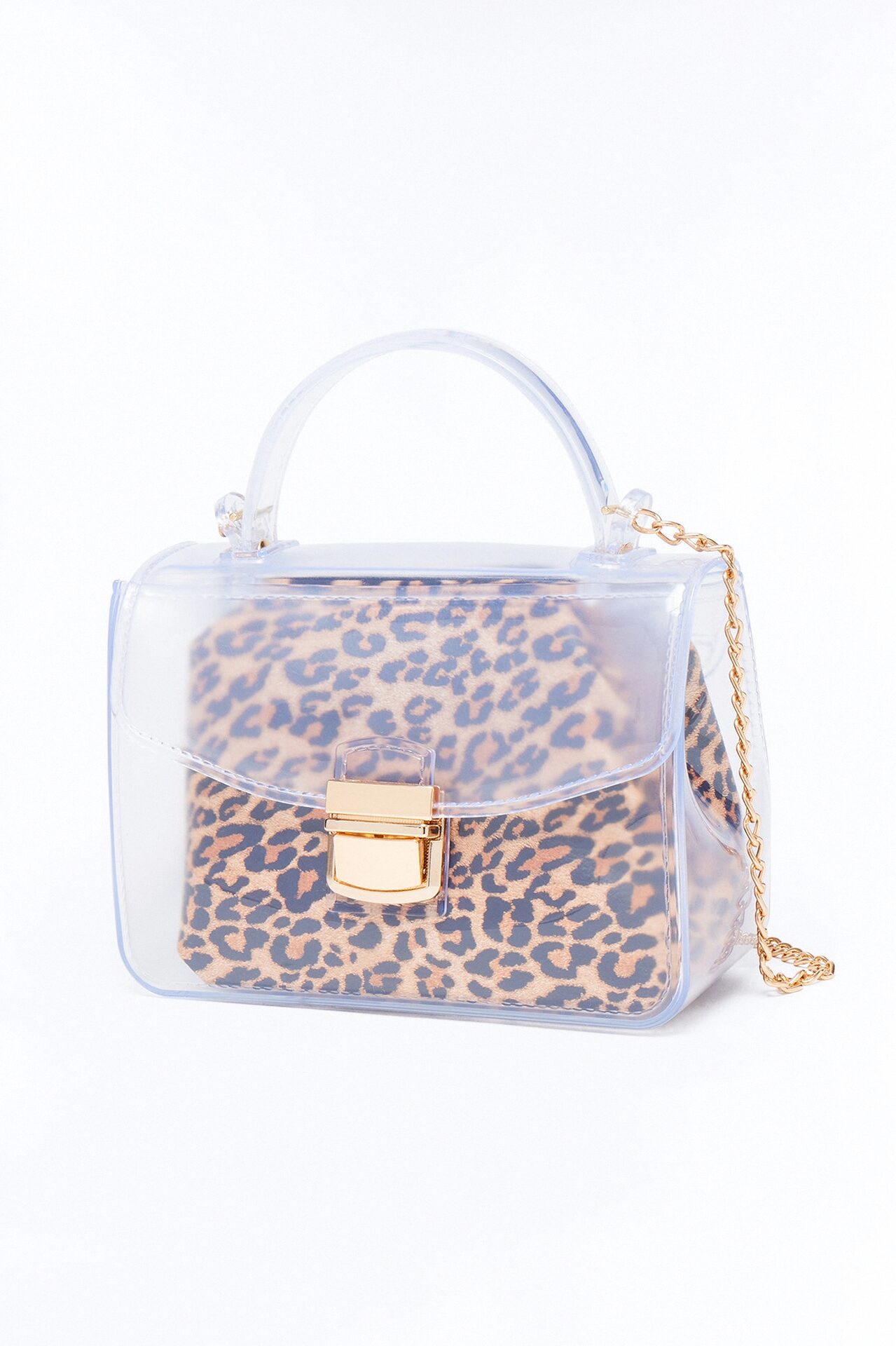 Keep Clear Jelly Satchel Handbag - Leopard