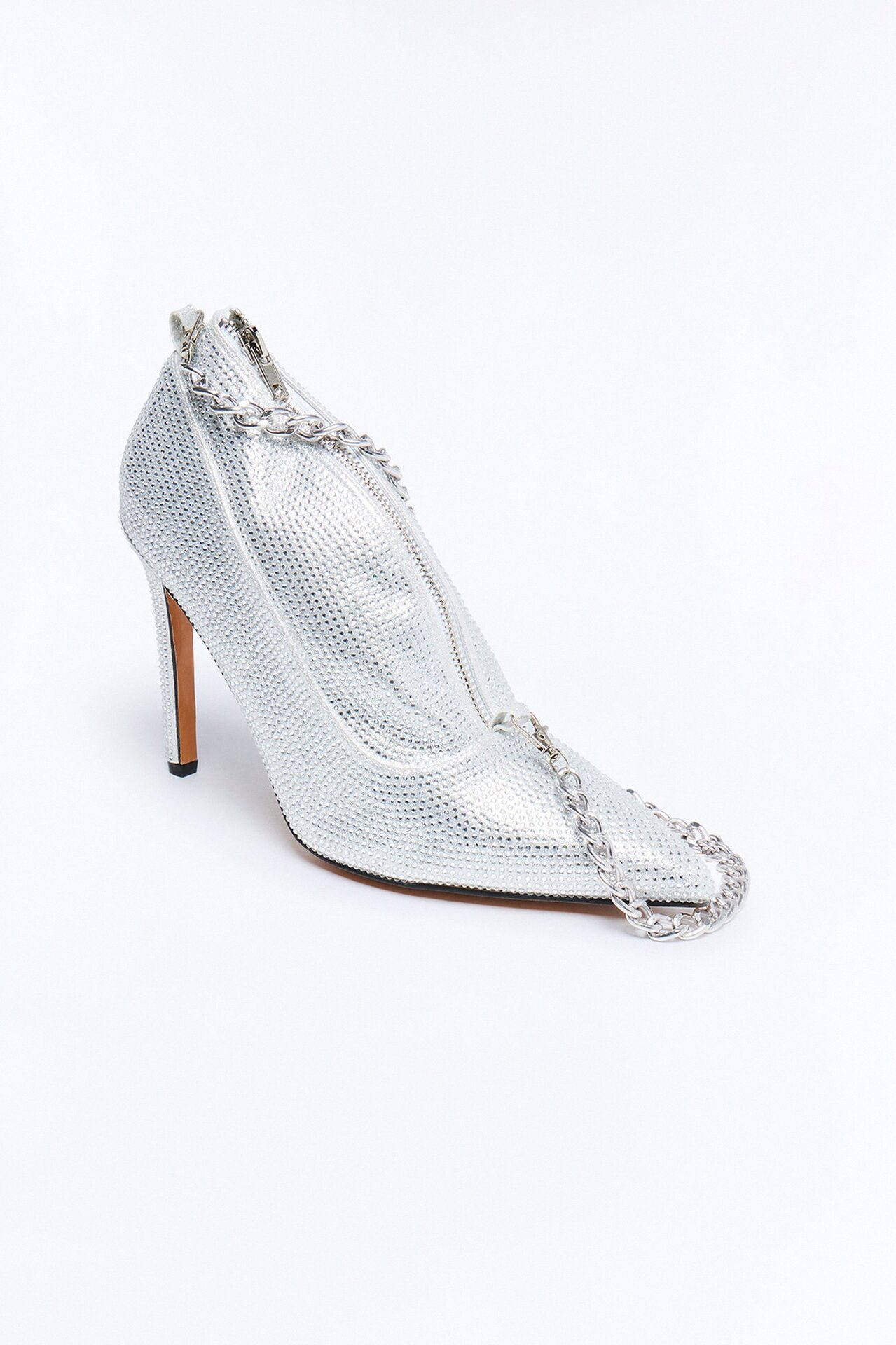 Cinderella Sequin Shoe Clutch - Silver