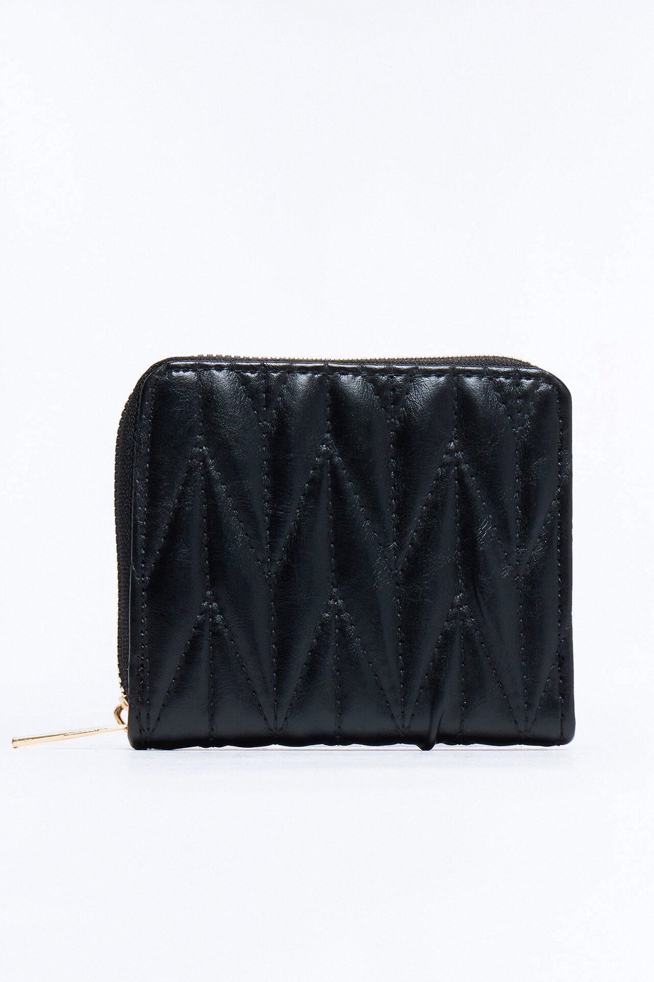 True Value Faux Leather Zip Around Wallet - Black