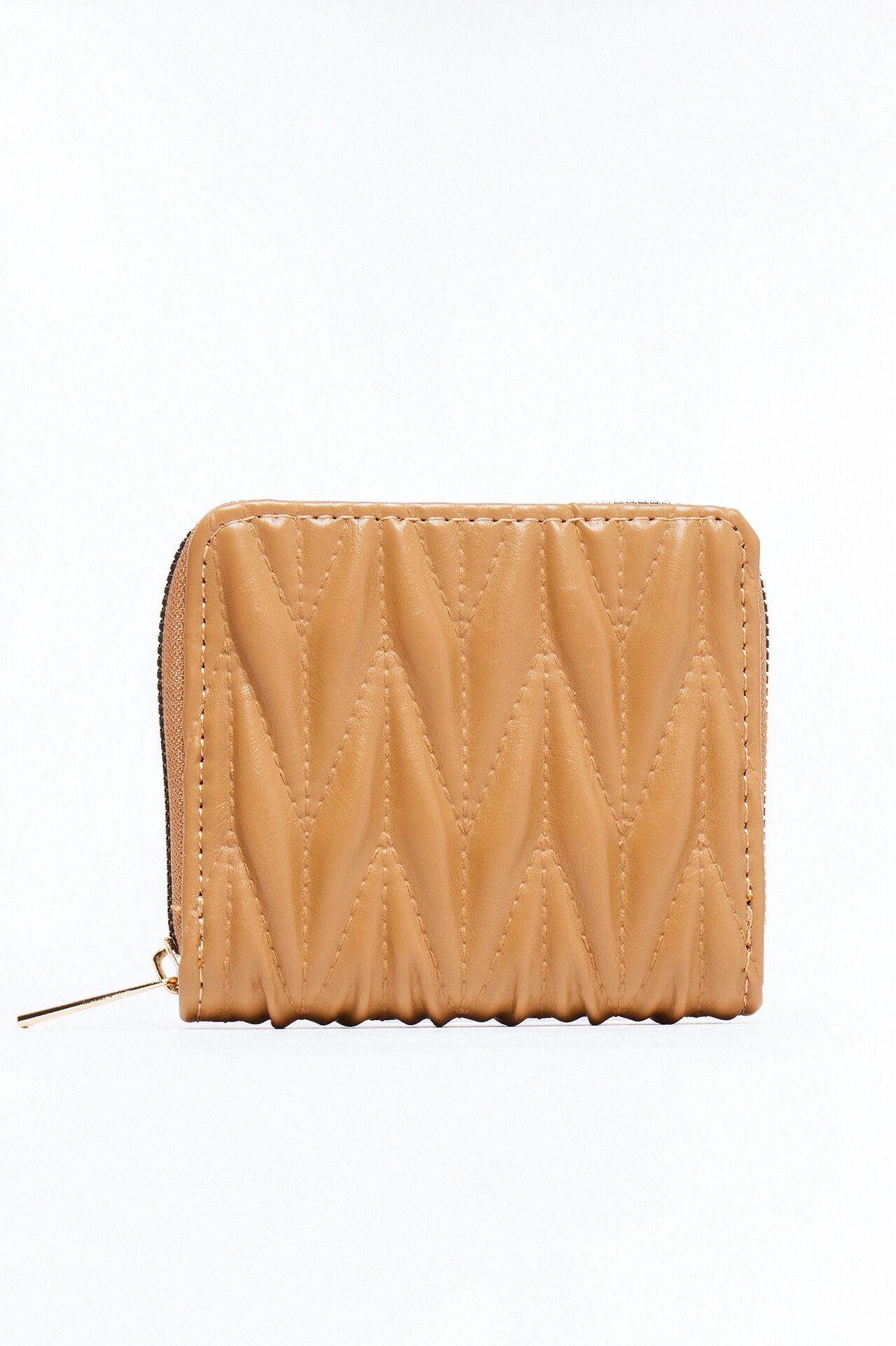 True Value Faux Leather Zip Around Wallet - Camel