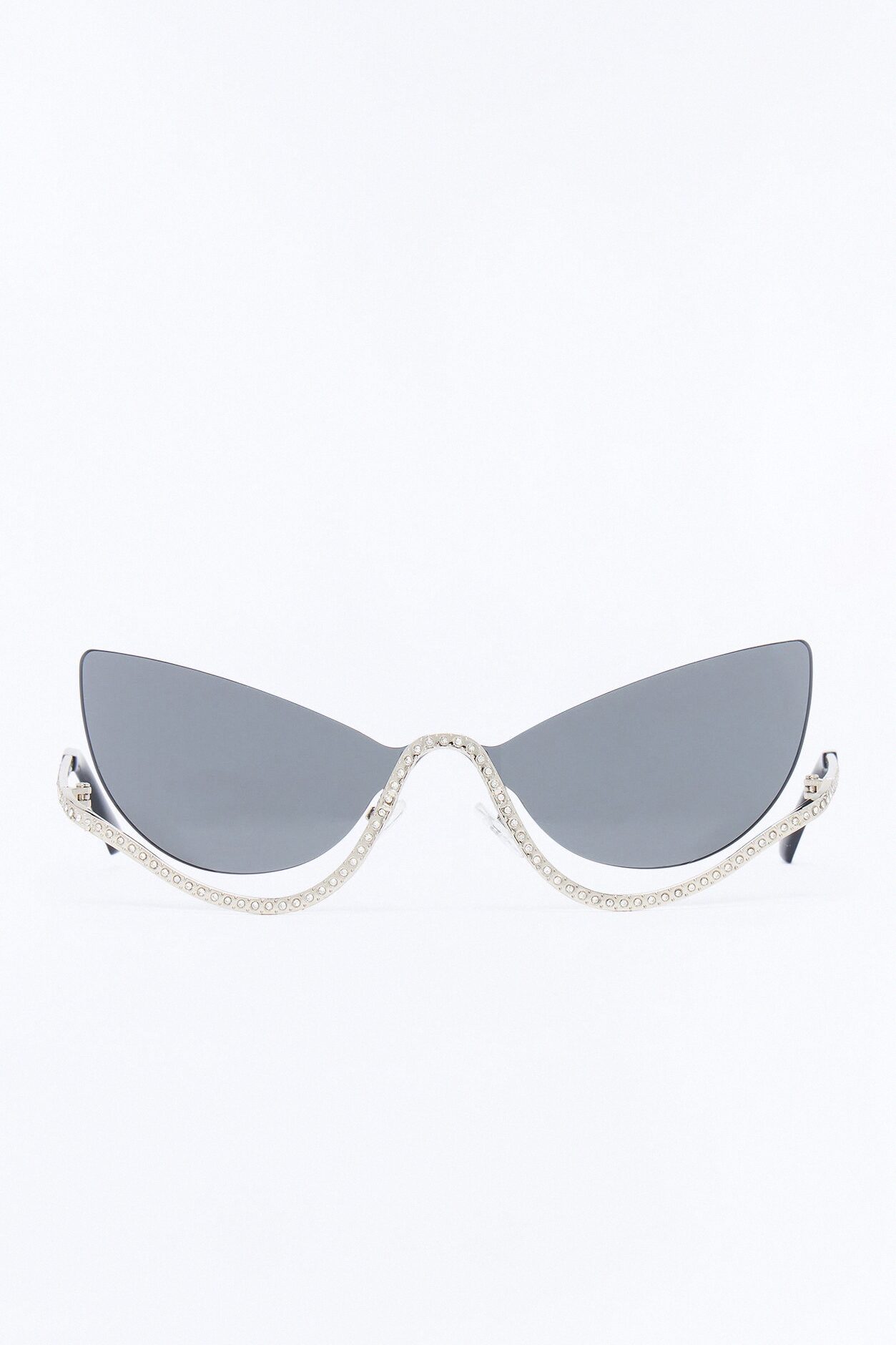 Super Nova Girl Rhinestone Sunglasses - Silver/Black