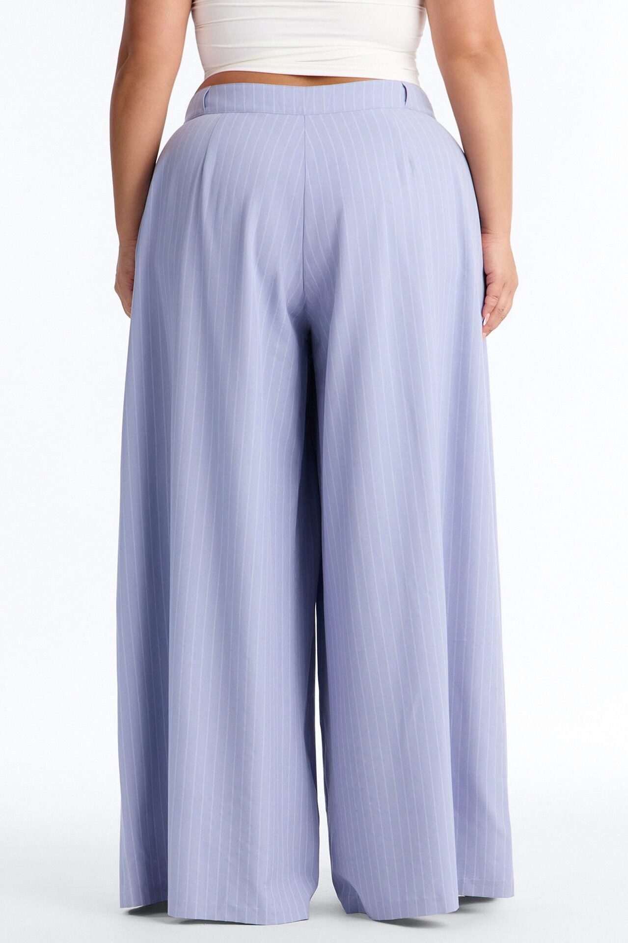 Catch A Break Pinstripe Wide Leg Pant 33″ - Blue/combo