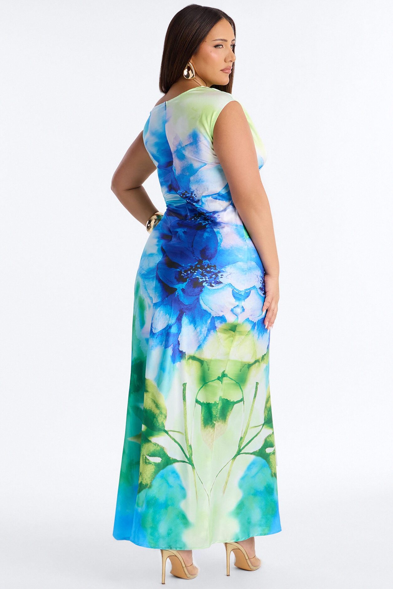 Easy To Love Me Satin Maxi Dress - Blue/combo