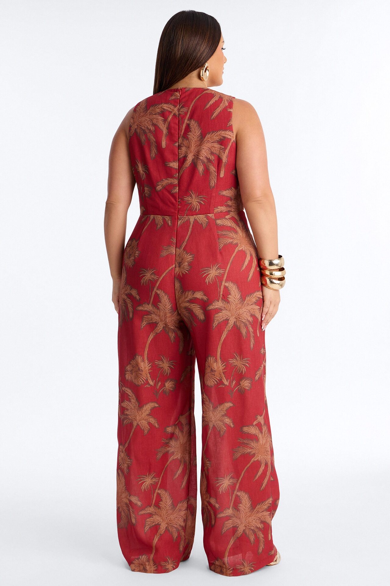 Off To Sunset Linen Jumpsuit - Rust