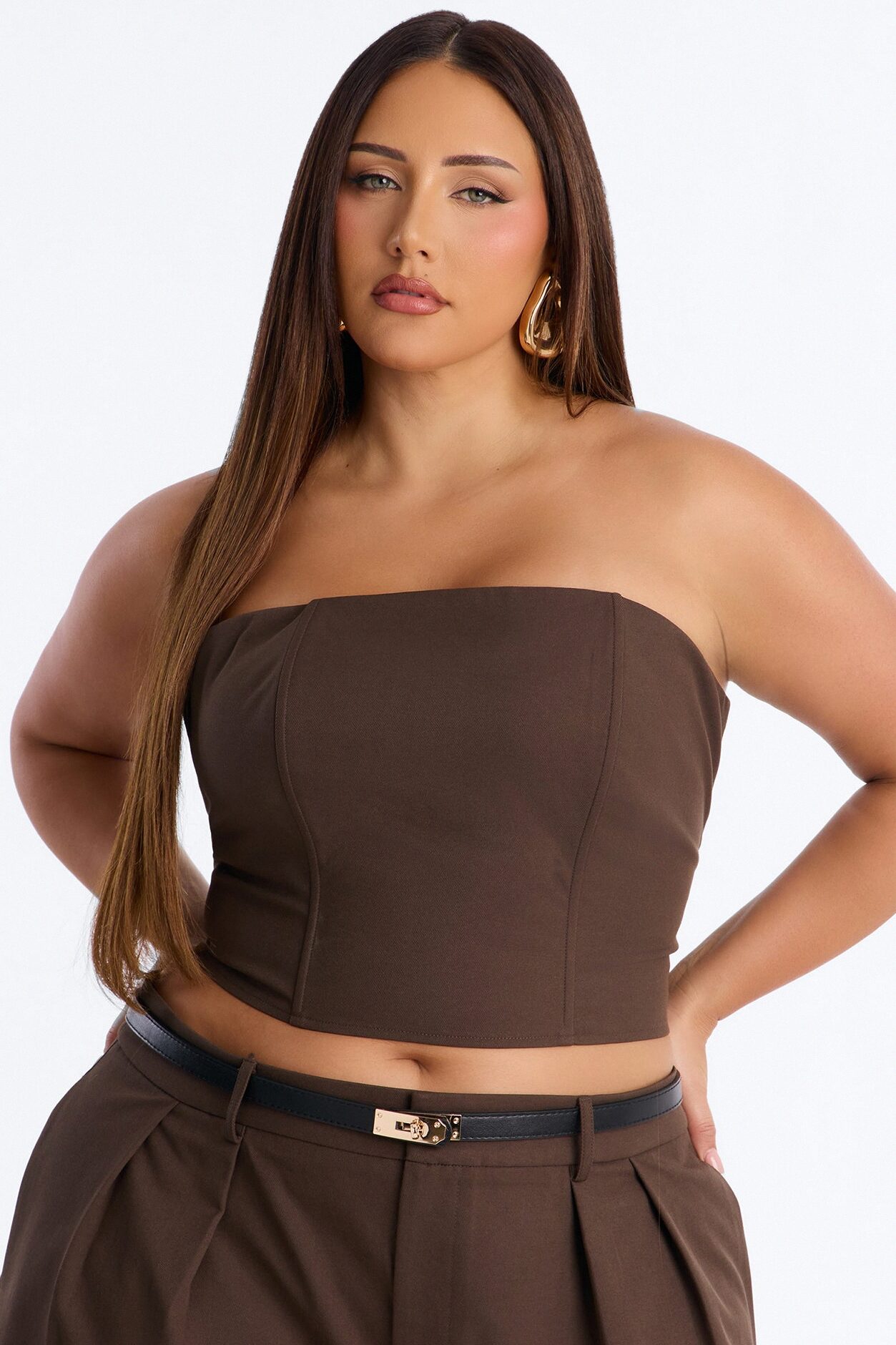 Chic Authority Belted Jort Set - Charcoal