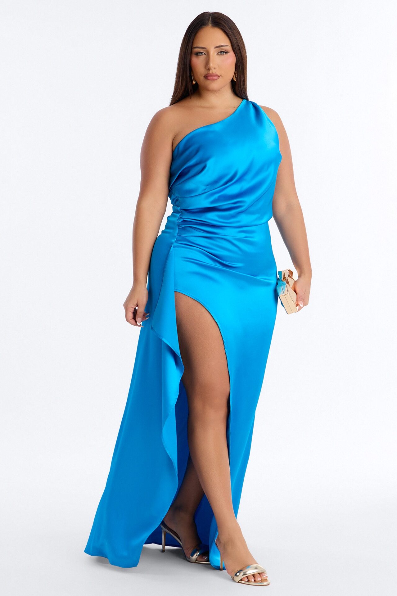 Angelic Aura Satin Gown - Blue