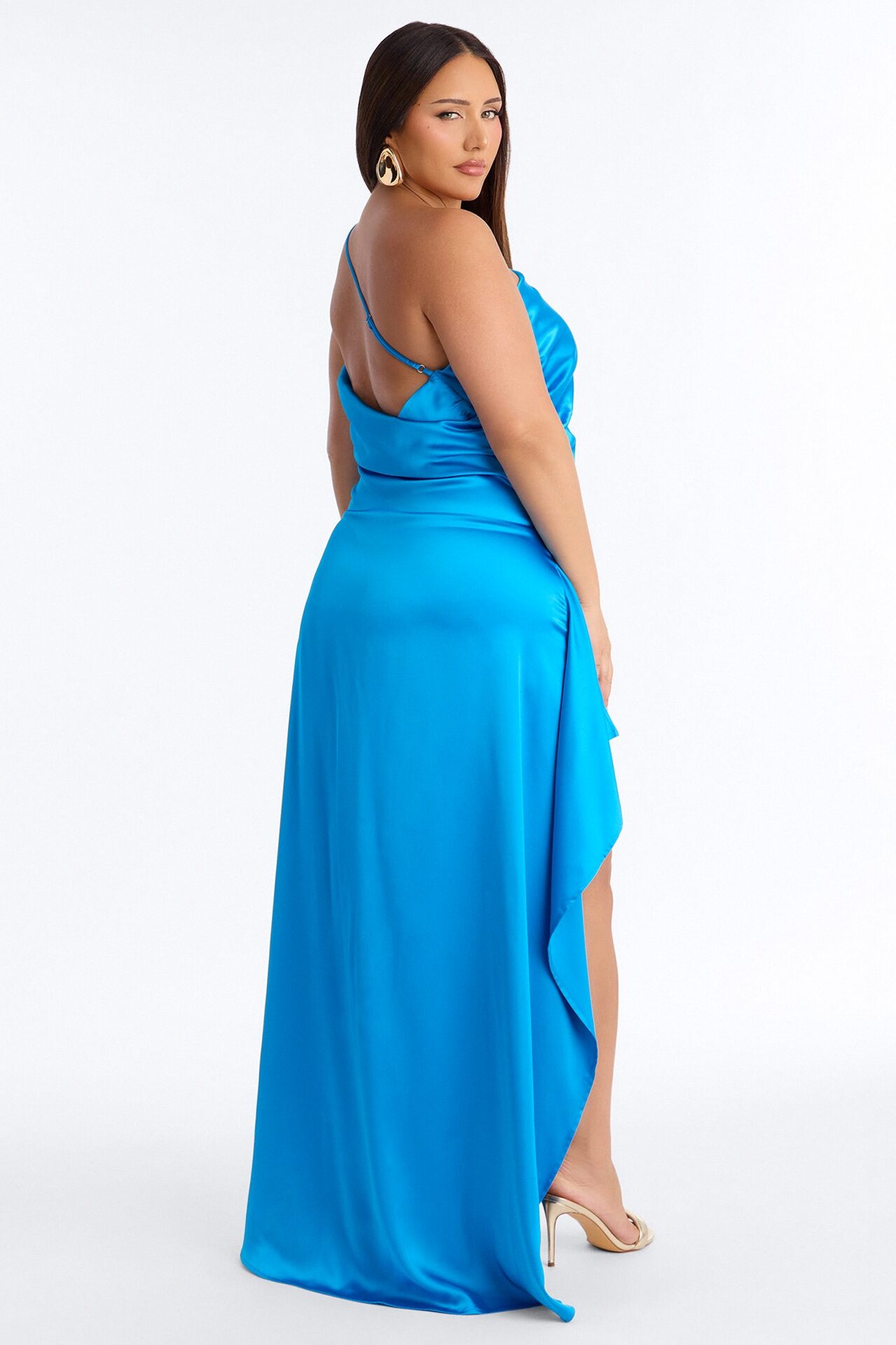 Angelic Aura Satin Gown - Blue