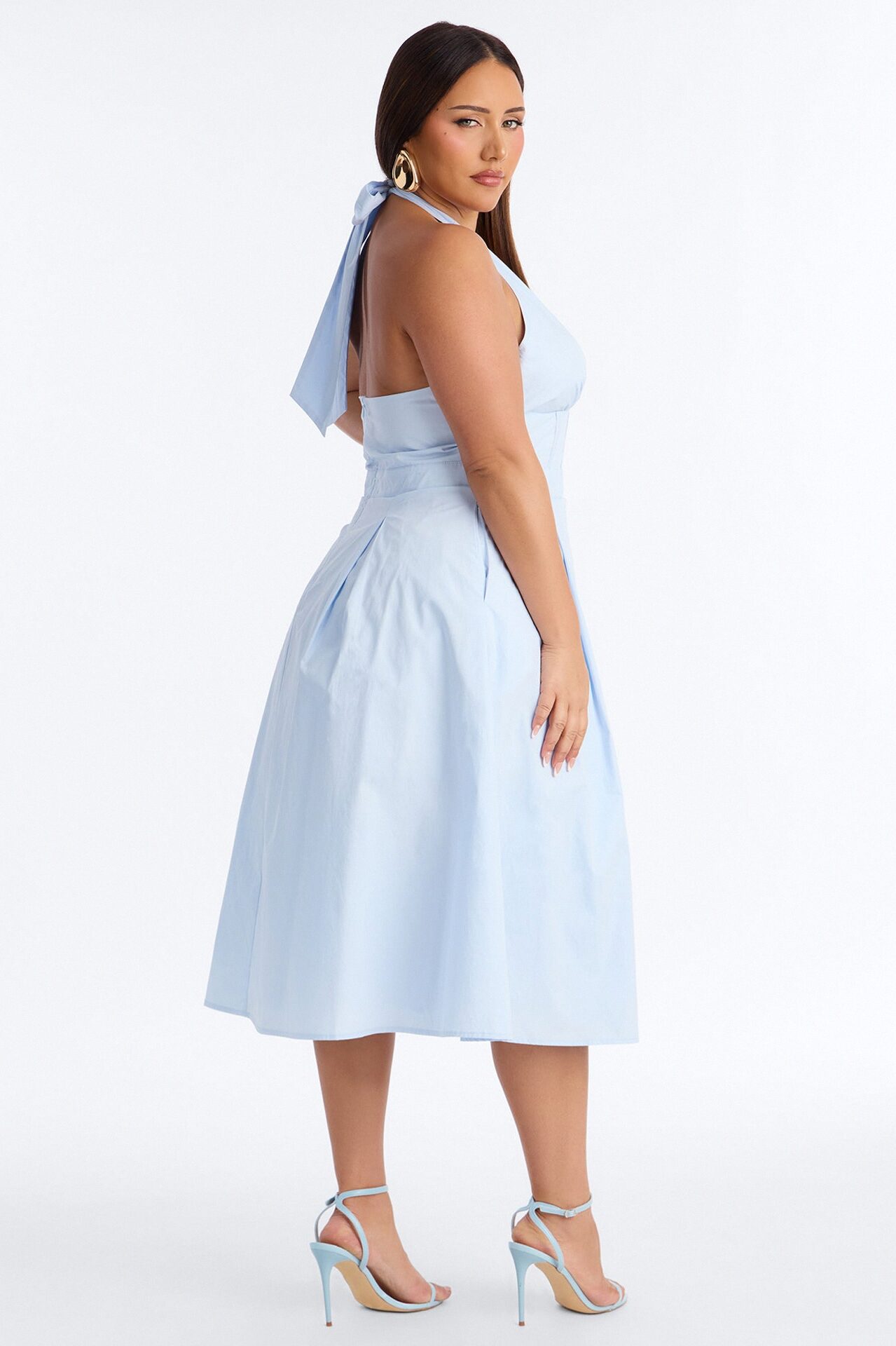 Aleah Halter Corset Midi Dress - SkyBlue