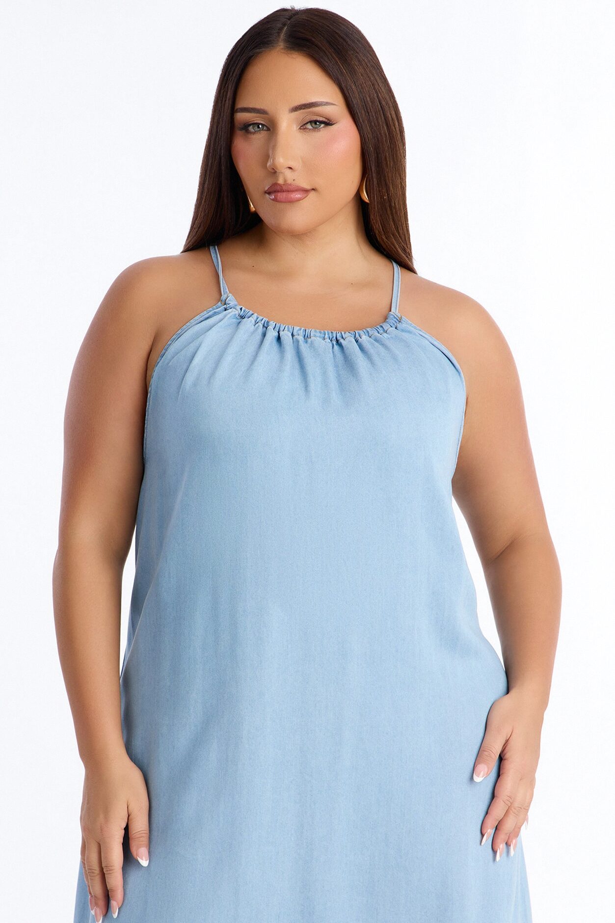 Daytime Chic Denim Maxi Dress - Light Wash