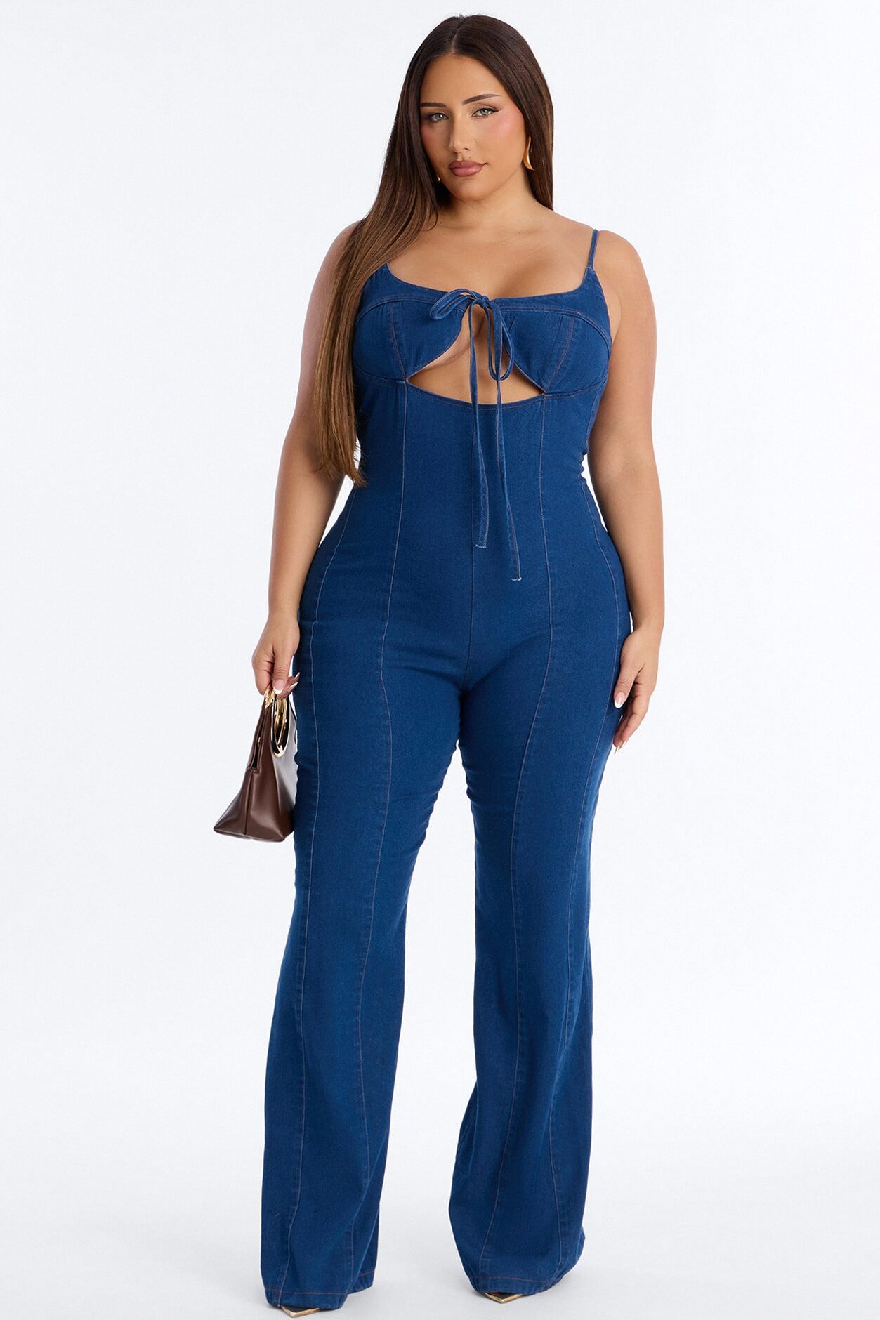 Linda Denim Flare Leg Jumpsuit - Medium Wash