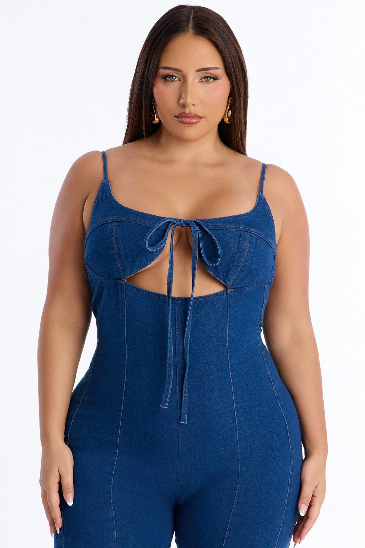 Linda Denim Flare Leg Jumpsuit - Medium Wash