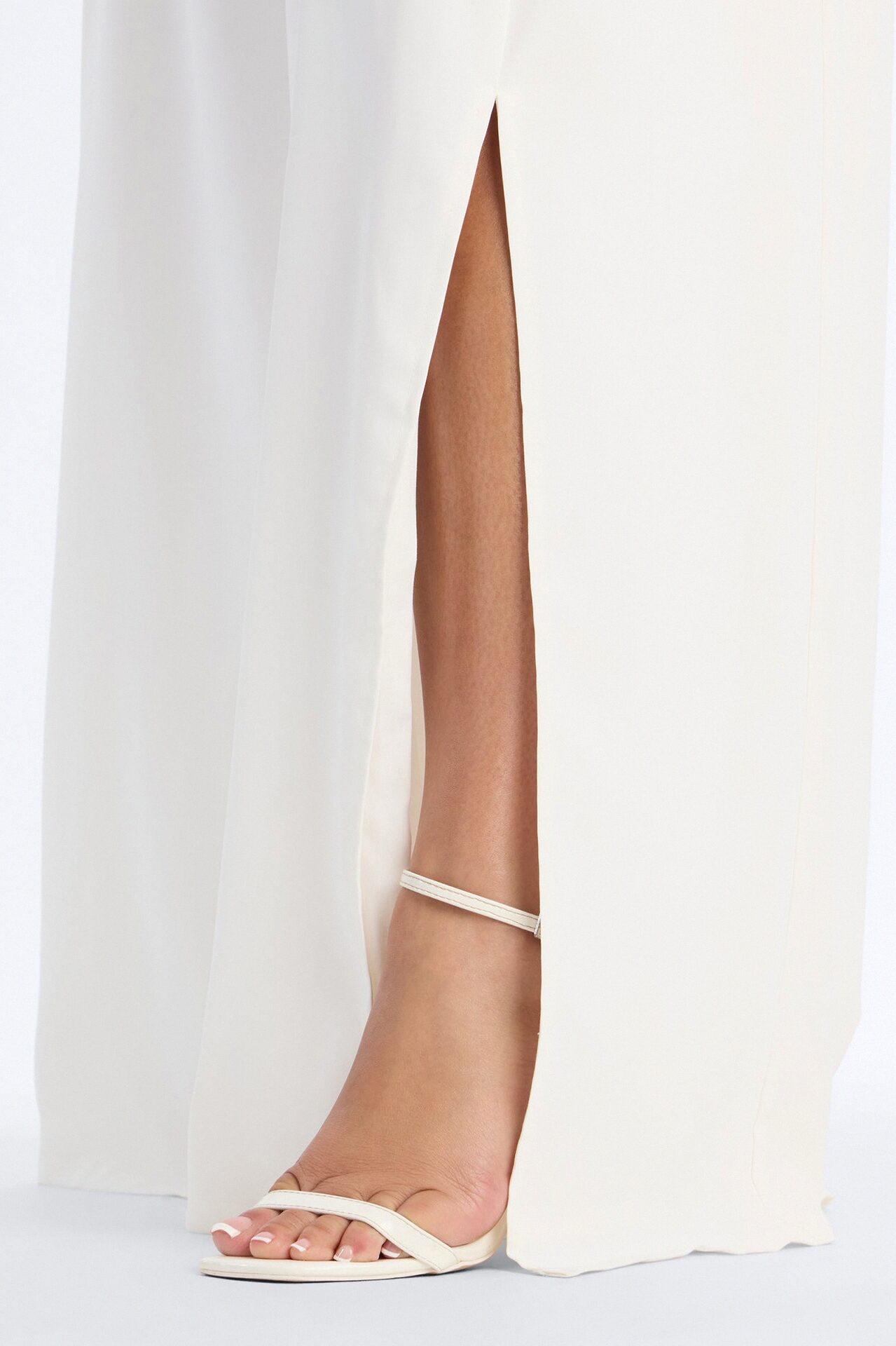 Elodie Mid Rise Super Wide Leg Crepe Pant 33″ - Ivory