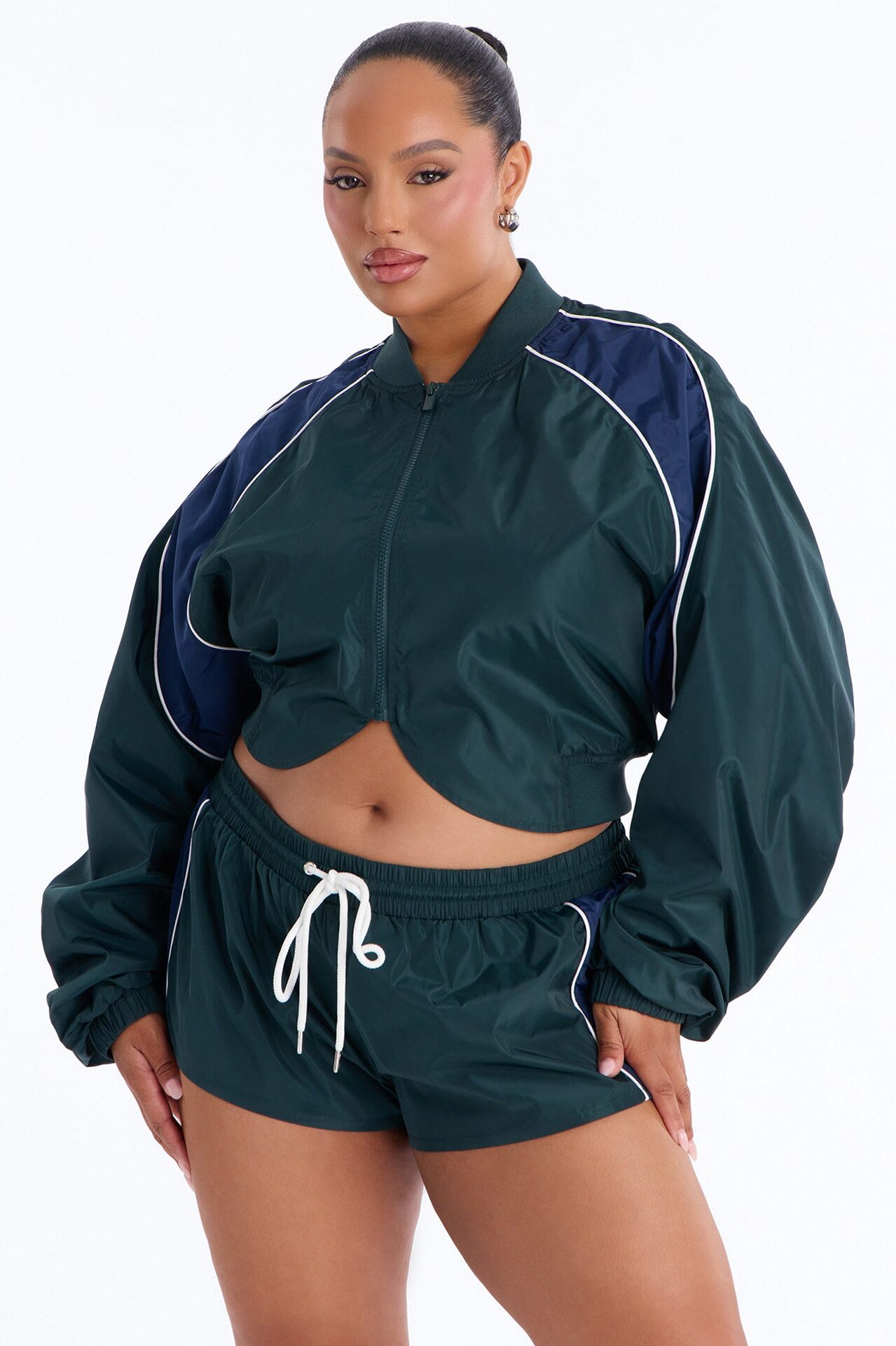 Your Best Shot Double Zip Windbreaker Jacket - Green/combo