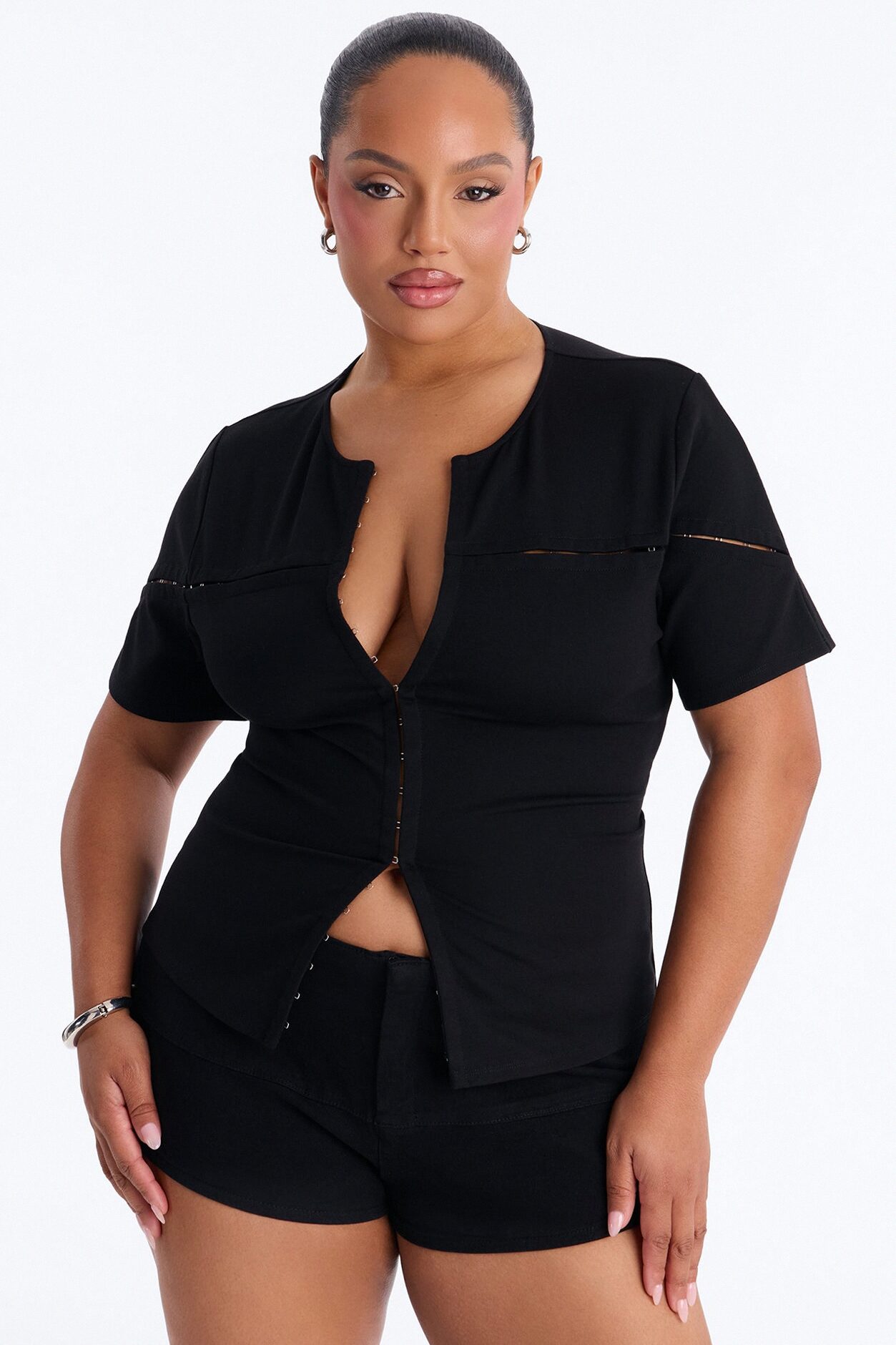 Hooked On You Short Sleeve Top - Black