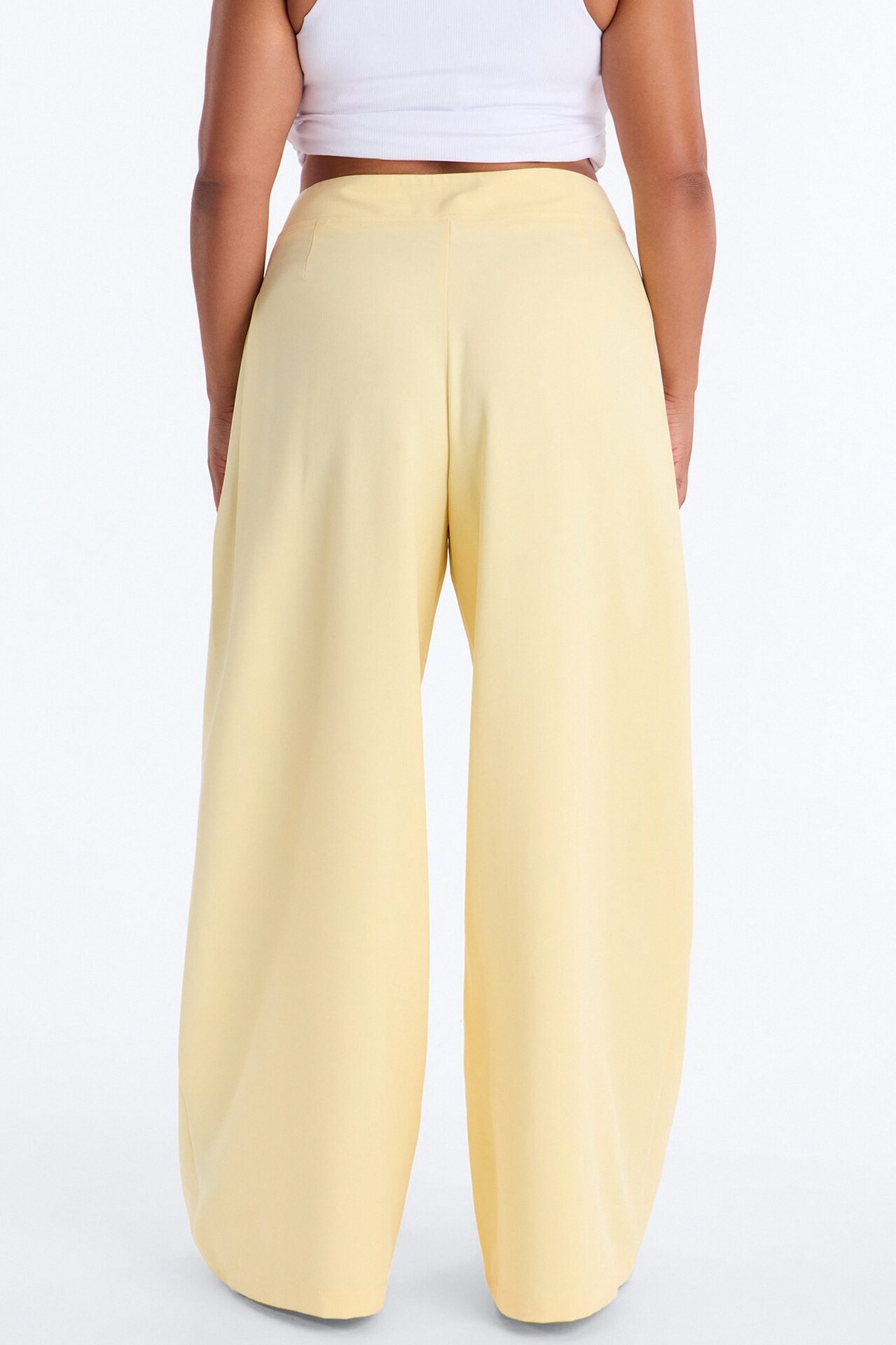 Adele Pleated Wide Leg Trouser Pant 33″ - Butter Yellow