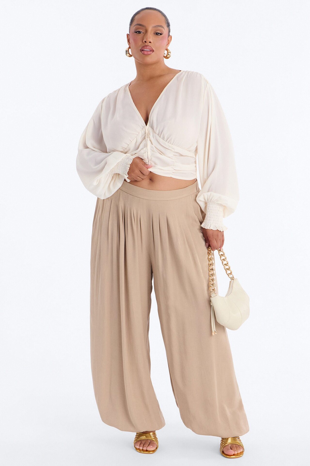Never Too Much Pleated Balloon Pant 30″ - Taupe